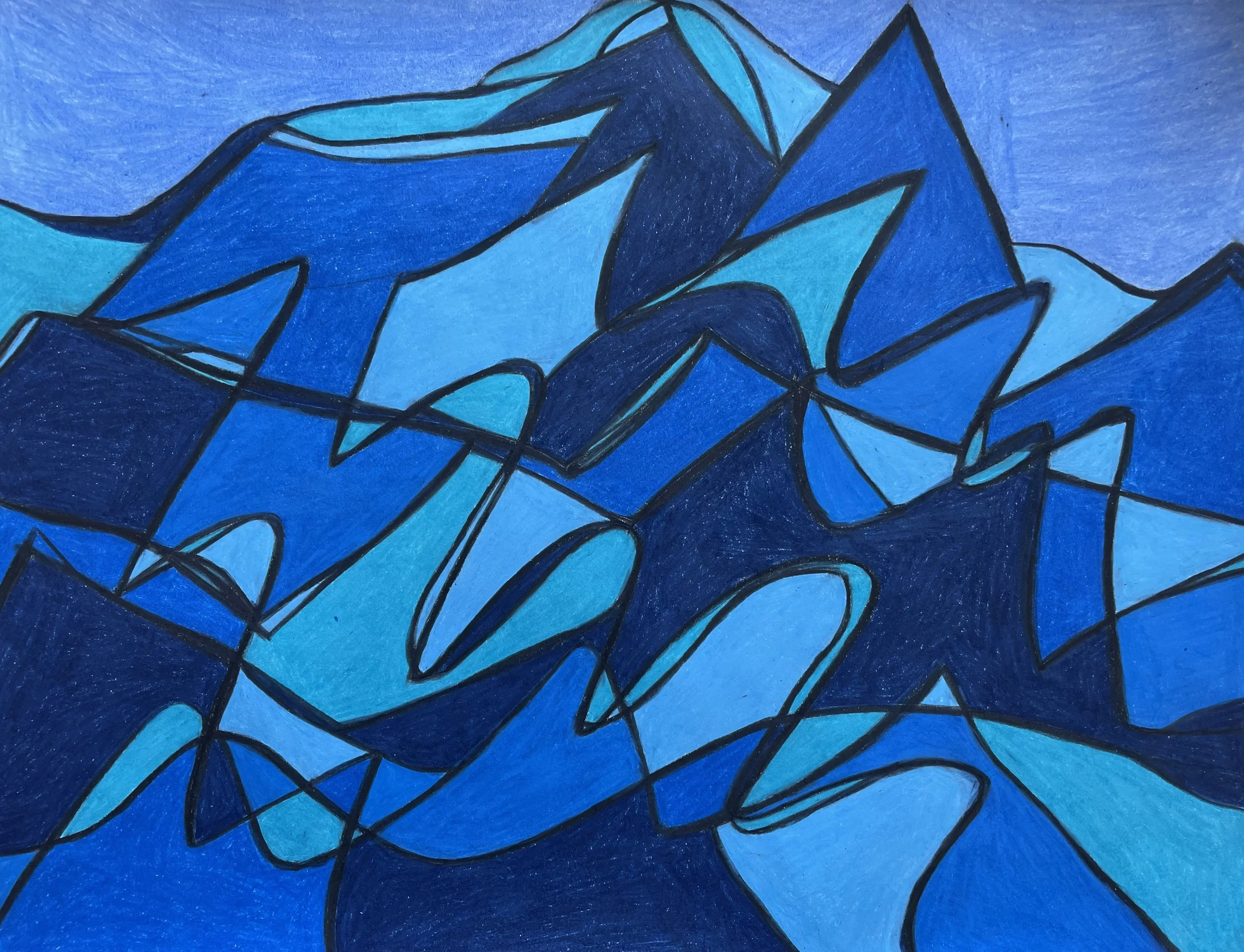 "Mountainous" (2026) Original Artwork by McAllister© Oil-based colored pencil on paper, 11" X 14" 