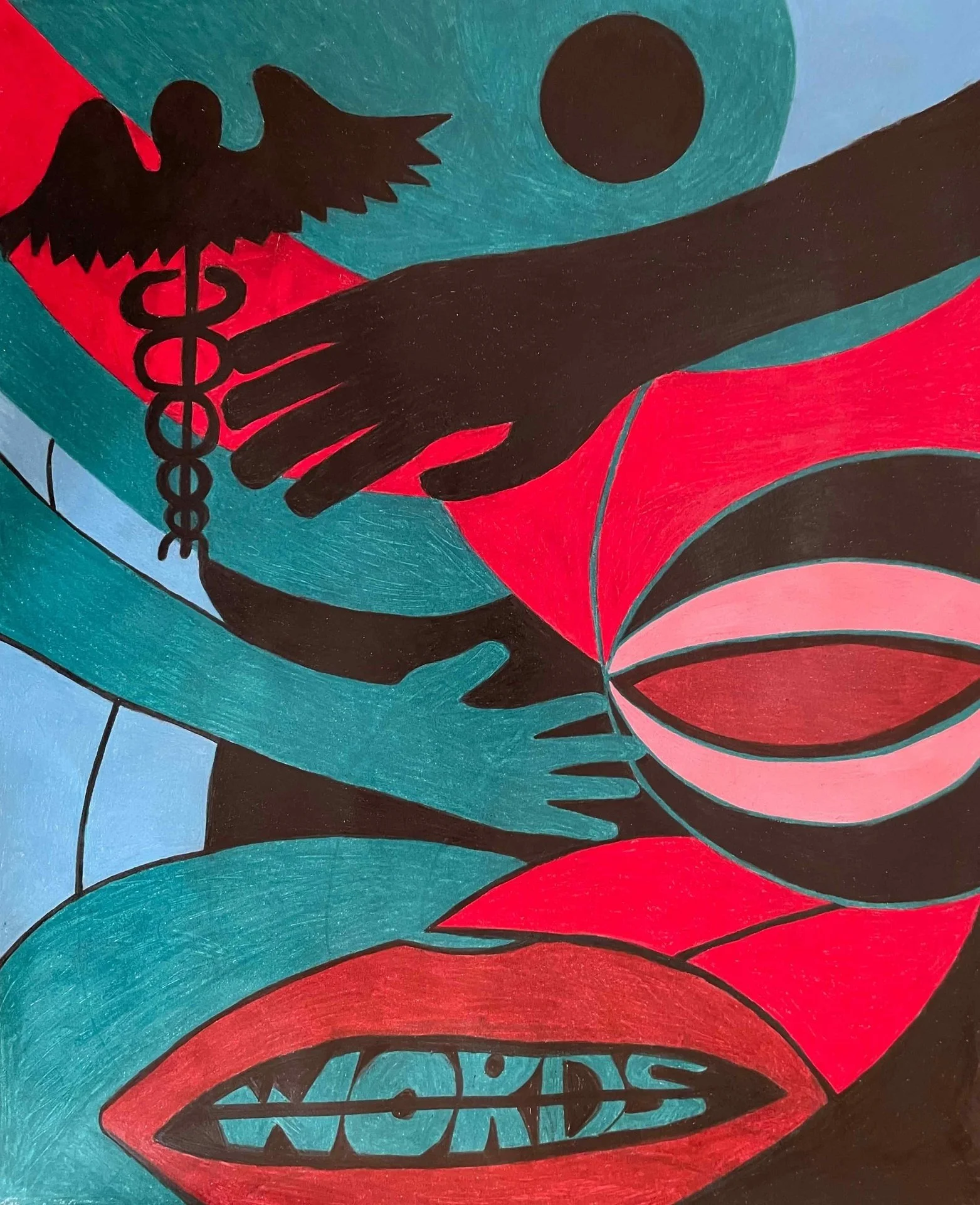 "Traumas" (2026)  Original Artwork by McAllister© Oil-based colored pencil on paper, 14” x 17” 