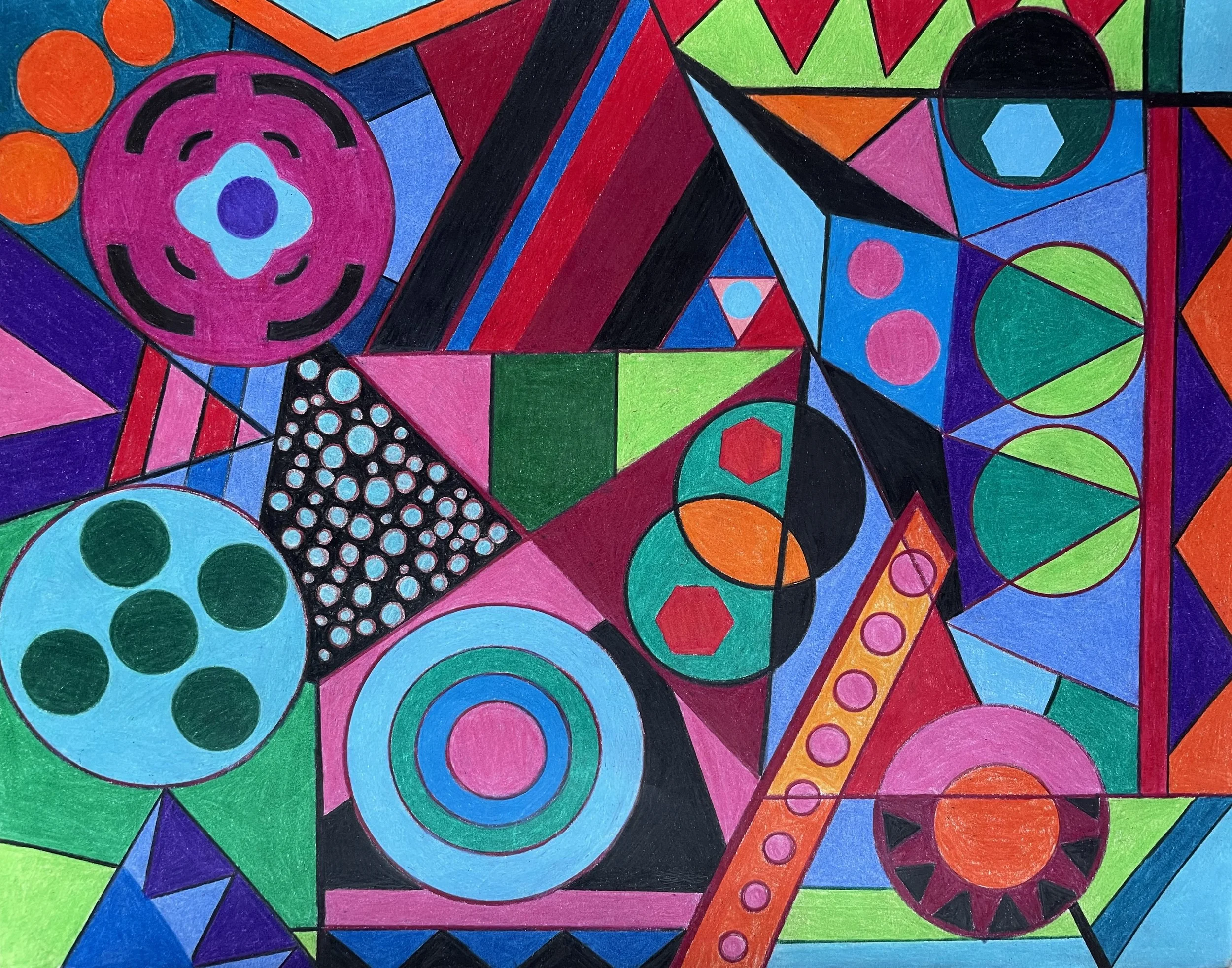 "Overlap of Mental Compartments" (2026) Original Artwork by McAllister© Oil-based colored pencil on paper, 11" X 14" 