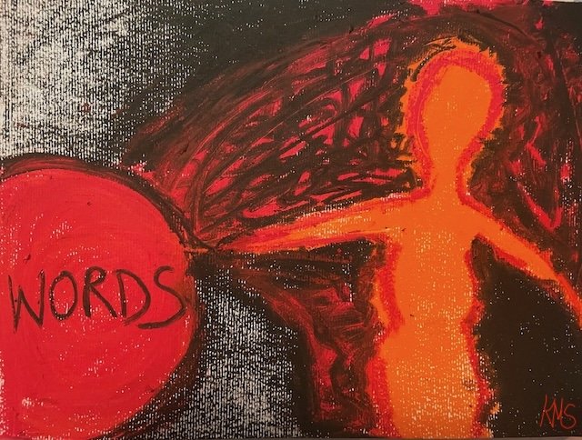“Words”(2024) Oil Pastel, 9" x 12" Original Artwork by Kristin Schultz © 