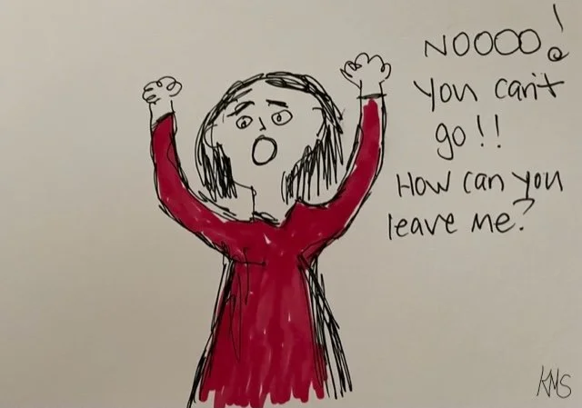 “Don’t Leave Me” (2023)  pen and marker, 5" x 7"  Original Artwork by Kristin Schultz © 