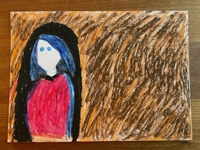 “Alone" (2023) Oil Pastel, 5" x 7", Original Artwork by Kristin Schultz © 