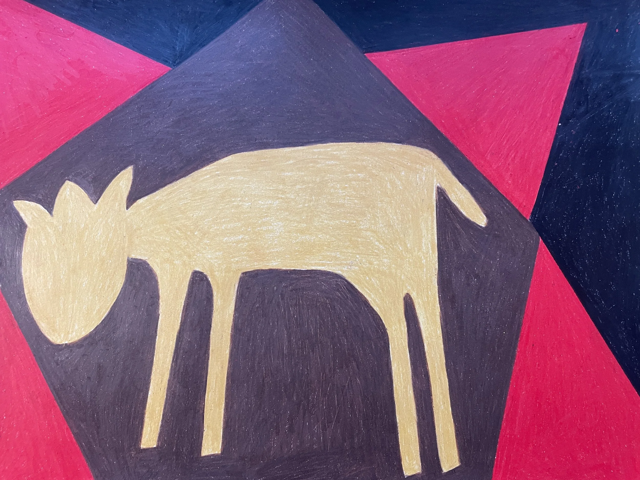 "The Golden Whatsit" (2026) Colored pencil on paper 11" x 15", Original Artwork by Kristin Schultz©