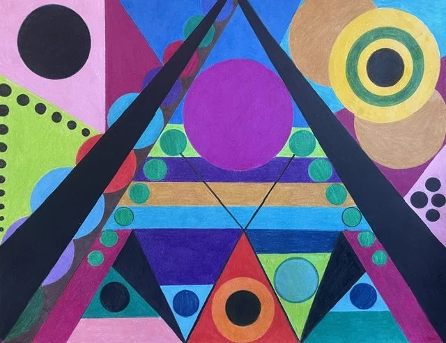 "Circling" (2026) Original Artwork by Kristin Schultz © Oil- based colored pencil on paper, 11" X 14" 