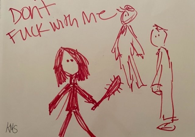 “Much Needed Protection” (2023) marker, 9" x 12", Original Artwork by Kristin Schultz © 