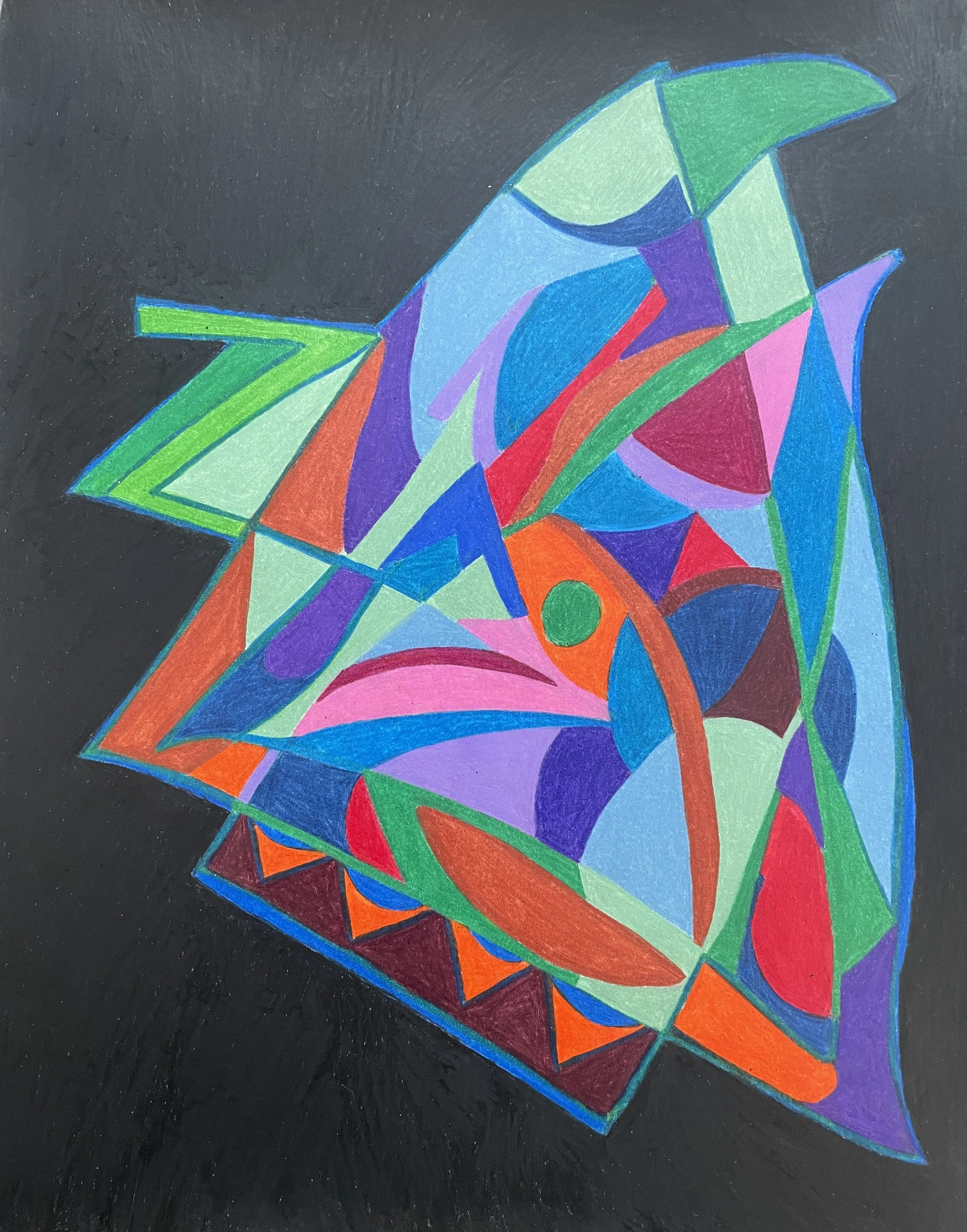 "Birds at night" (2026) Original Artwork by McAllister© Oil- based colored pencil on paper, 11" X 14" 