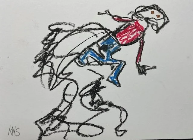 “Propelled” (2024) oil pastel, 5" x 7", Original Artwork by Kristin Schultz © 