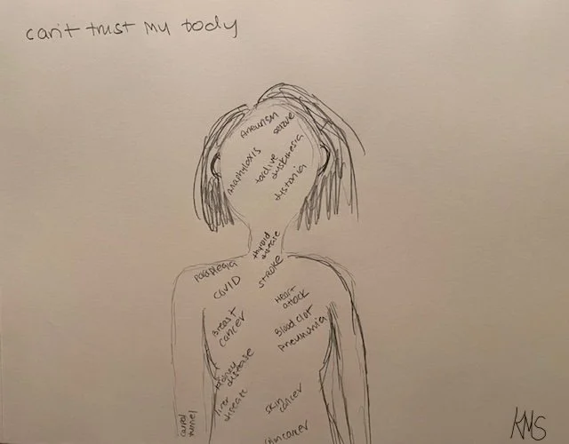 “Hypochondria” (2023) pen, Original Artwork by Kristin Schultz © 