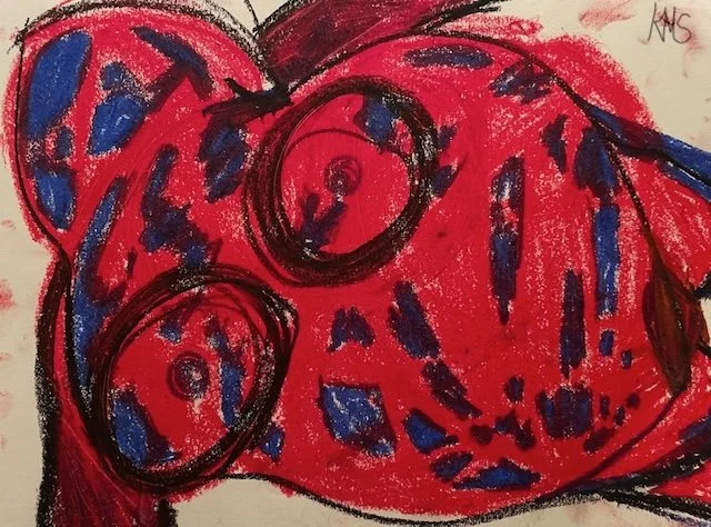 “Bloated Torso” (2024) oil pastel, 9" x 11" Original Artwork by Kristin Schultz © 