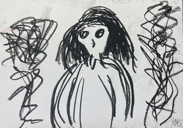 “Dead Inside”(2024) Charcoal, 5" x 7", Original Artwork by Kristin Schultz © 