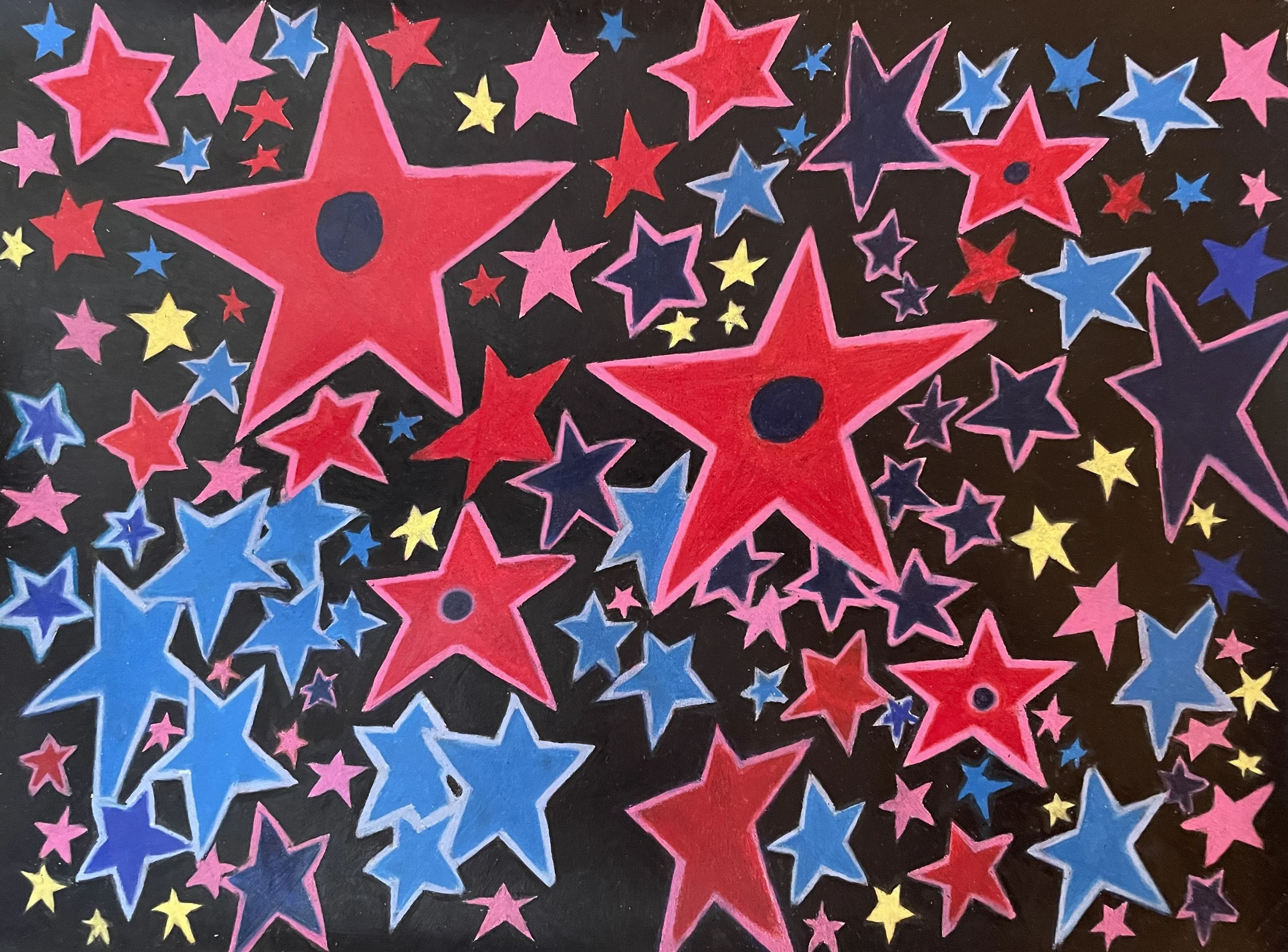 "Night stars" (2026) Original Artwork by McAllister© colored pencil on paper, 9 x 12