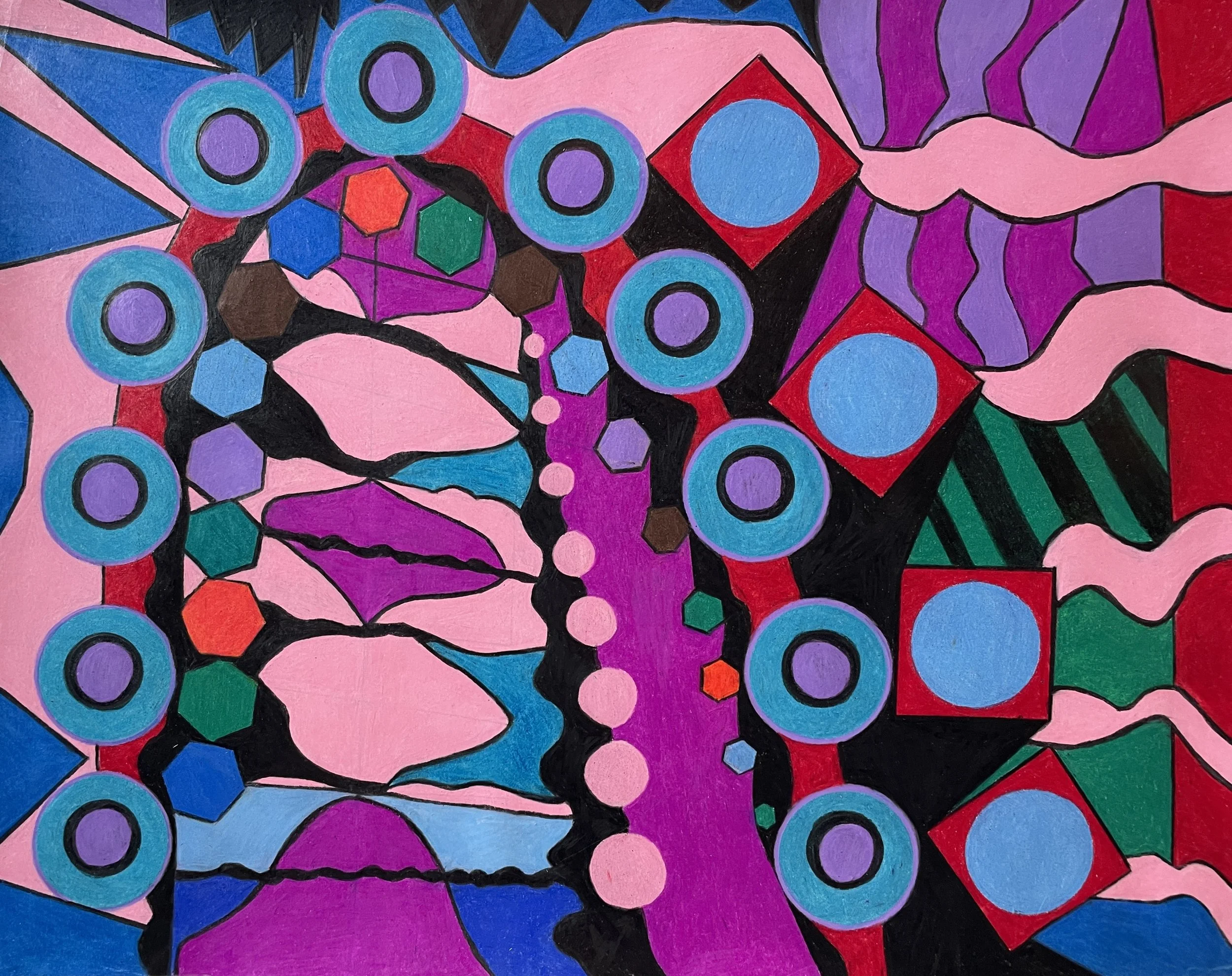 "Echoes in Motion" (2026) Original Artwork by Kristin Schultz© Oil-based colored pencil on paper, 11" x 14” 