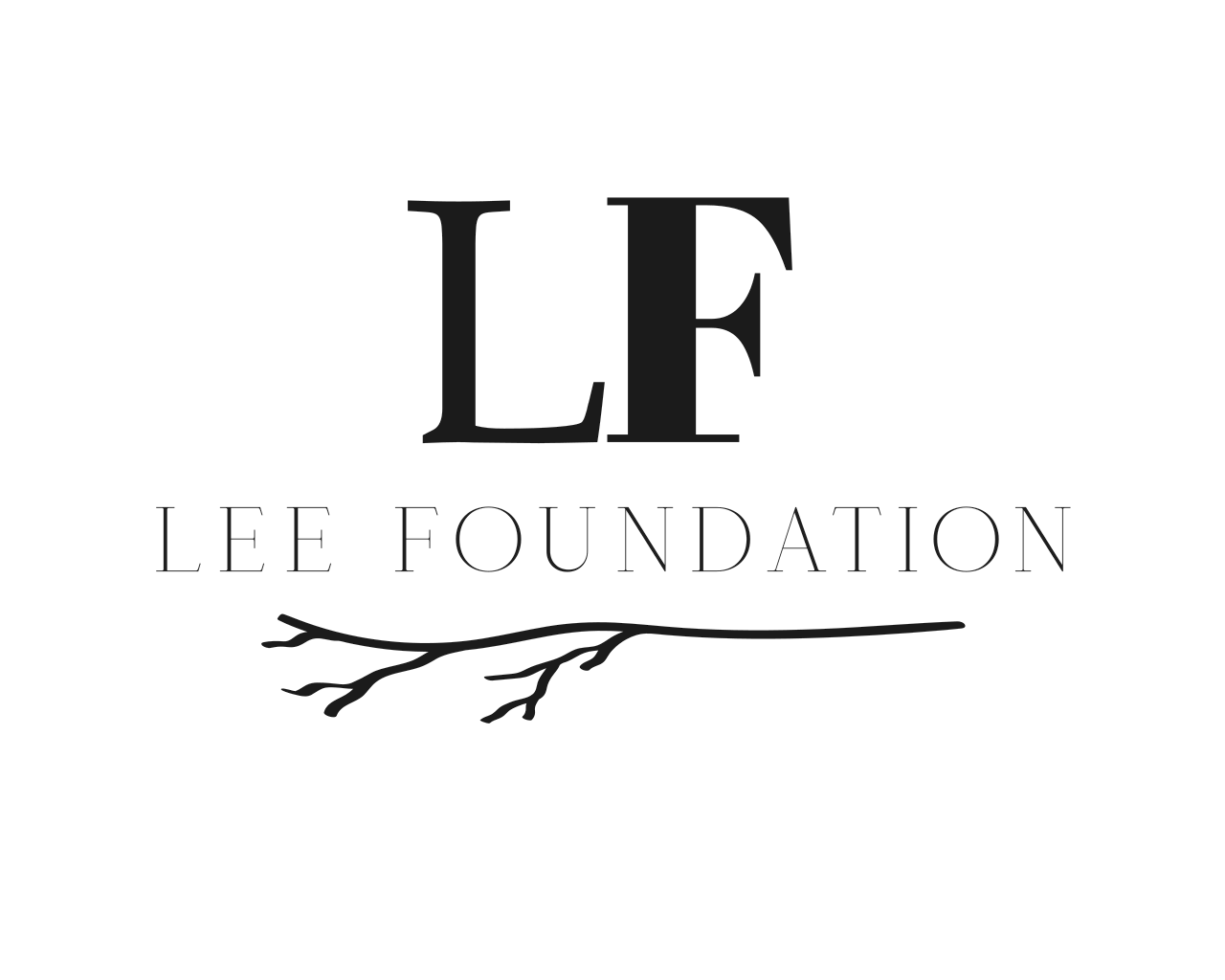 Logo of Lee Foundation featuring the initials 'LF' above the words 'Lee Foundation' and a stylized branch beneath.