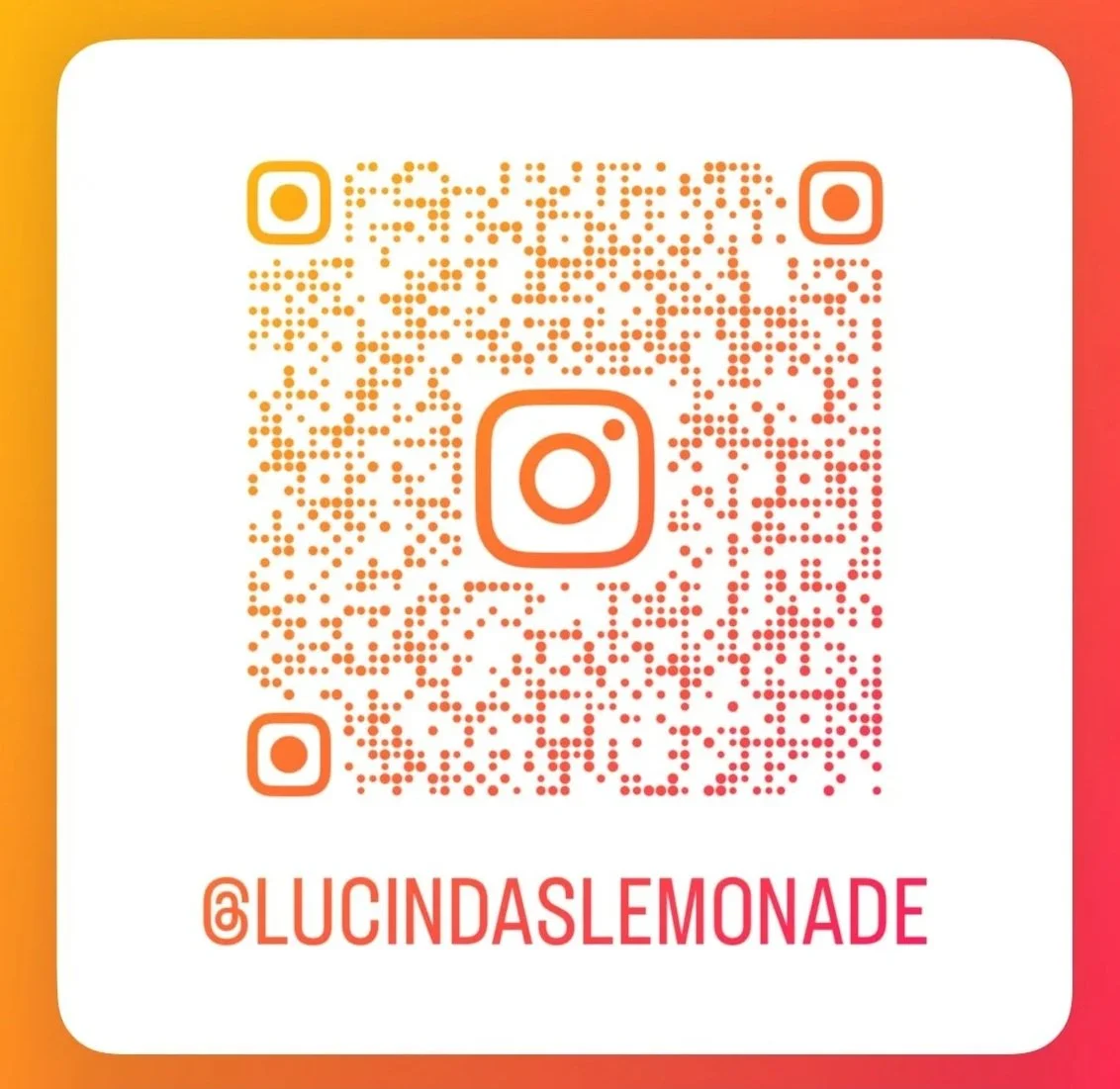 Instagram QR code with the handle @LUCINDASLEMONADE