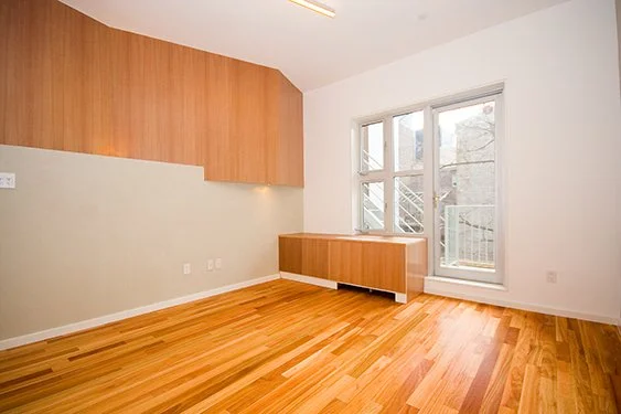 PTAC heating/AC units for each room provide climate control for each room, saving energy and eliminating ductwork. Lyptus wood flooring and veneer panels are from FSC sustainably grown eucalyptus hybrids which renew deforested areas of Brazil. Clear 