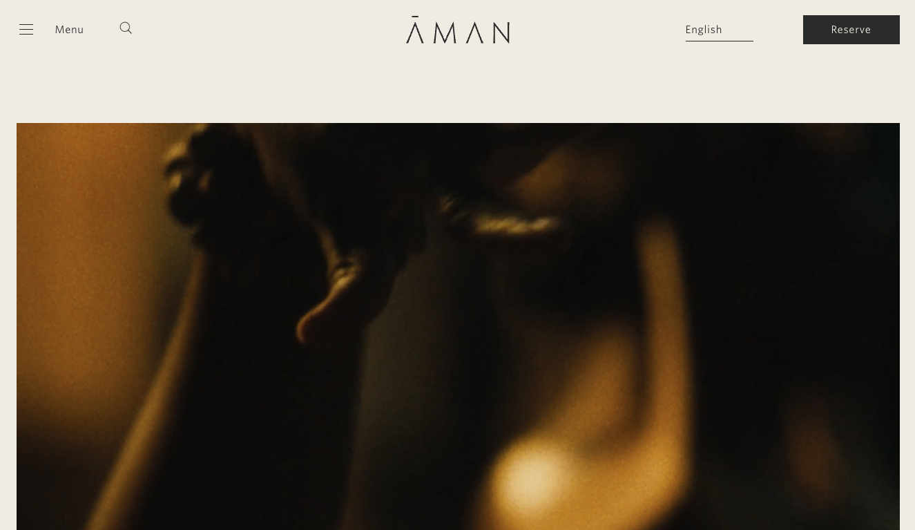 Aman Resorts website hero section image from top 10 minimalist luxury websites