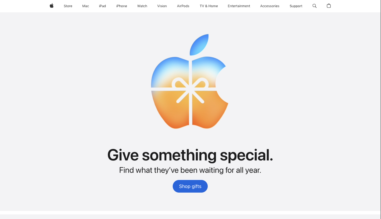 Apple website hero section image from top 10 minimalist luxury websites
