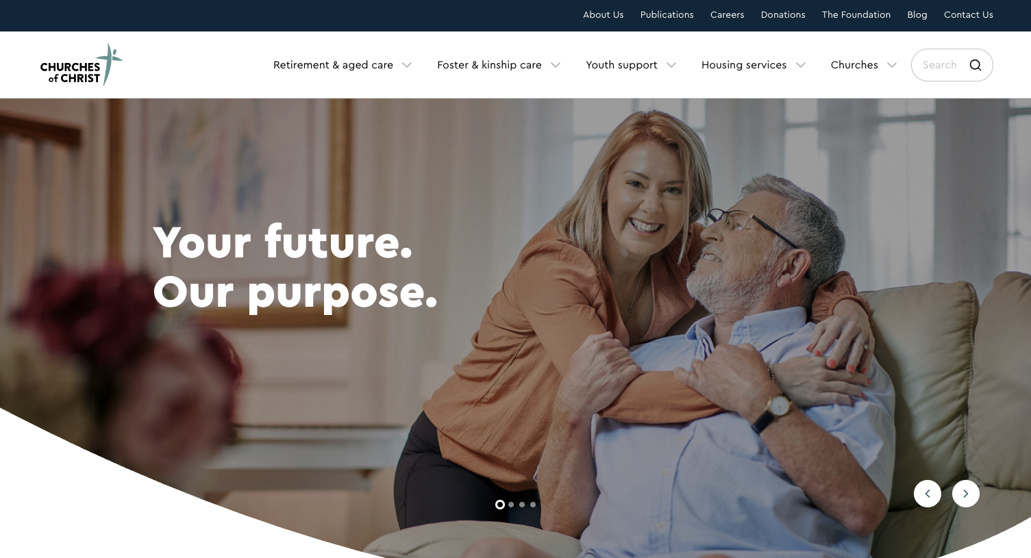 Hero section of a church website, Churches of Christ