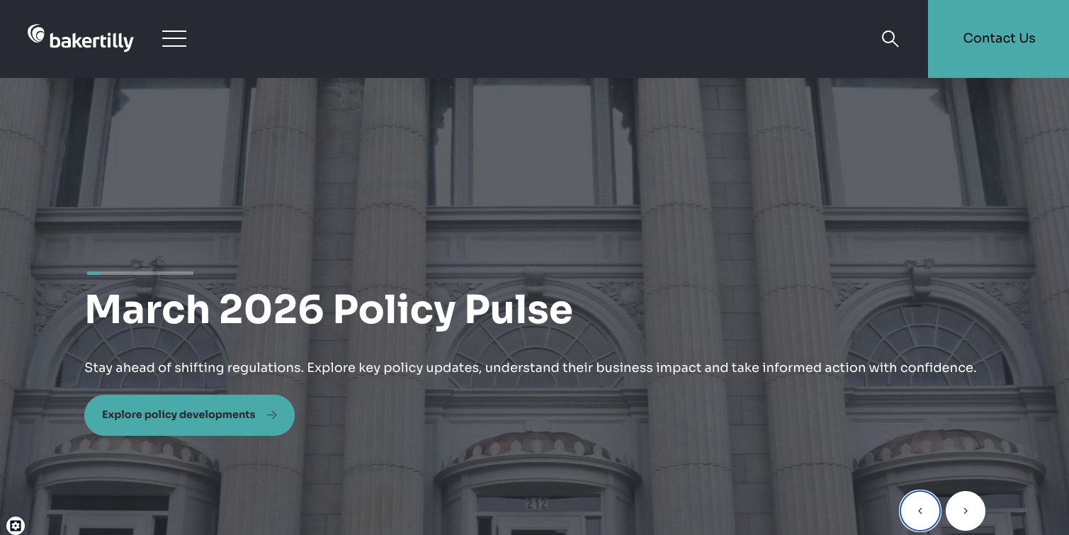 Hero section of a tax consultant website, Bakertilly