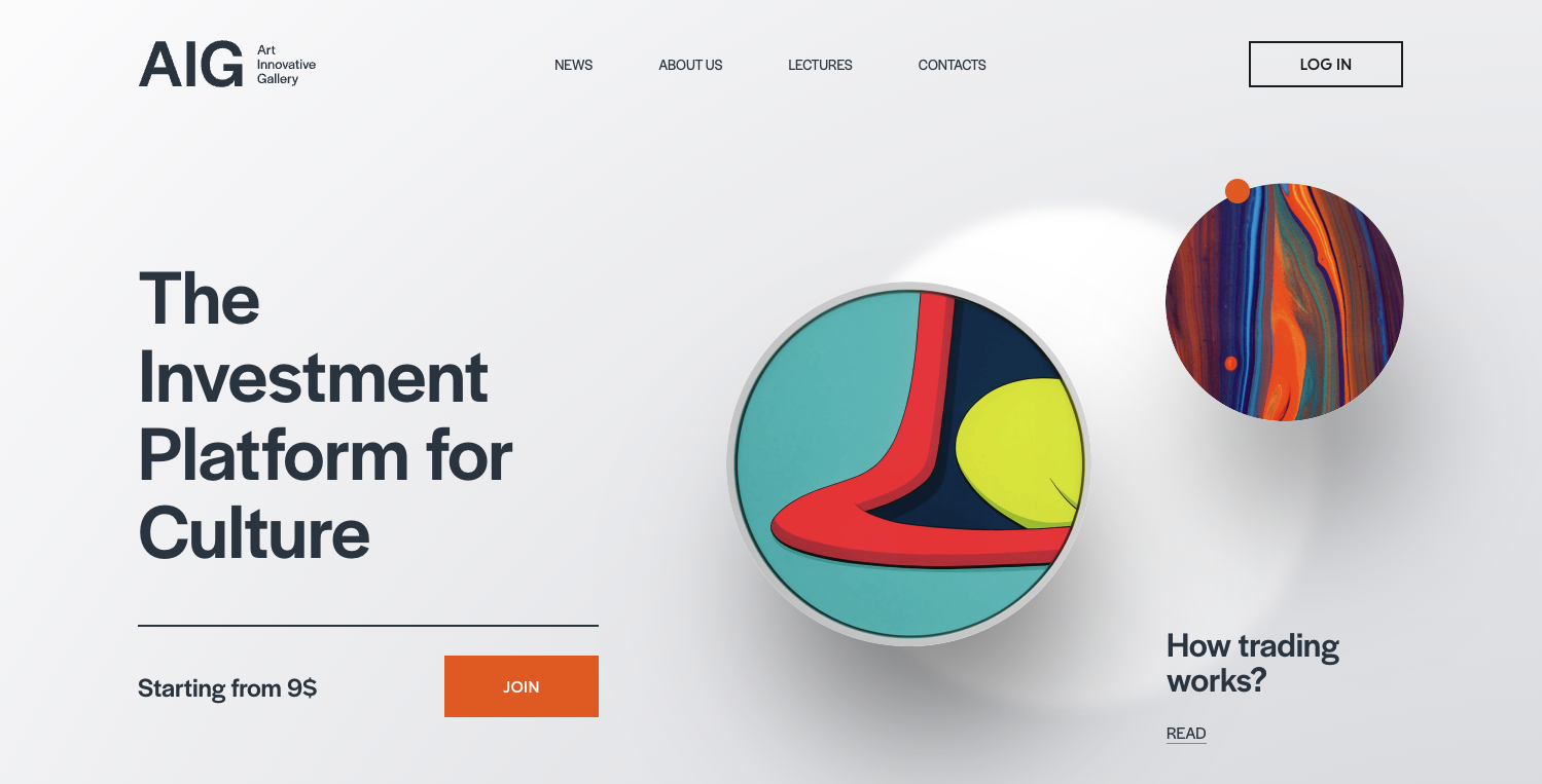 Hero section of a hedge fund website, AIG