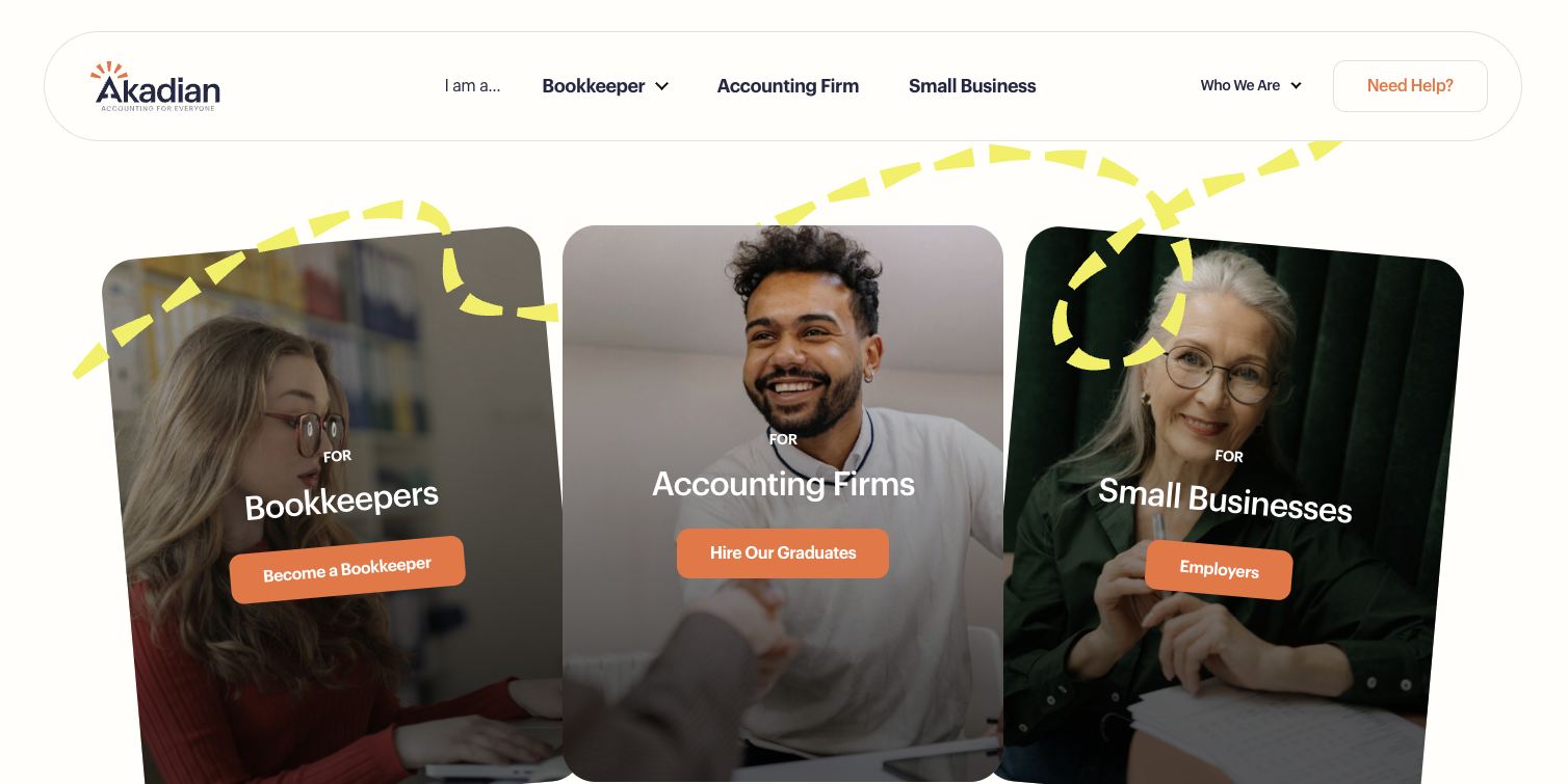 Hero section of an accounting firm website, Akadian
