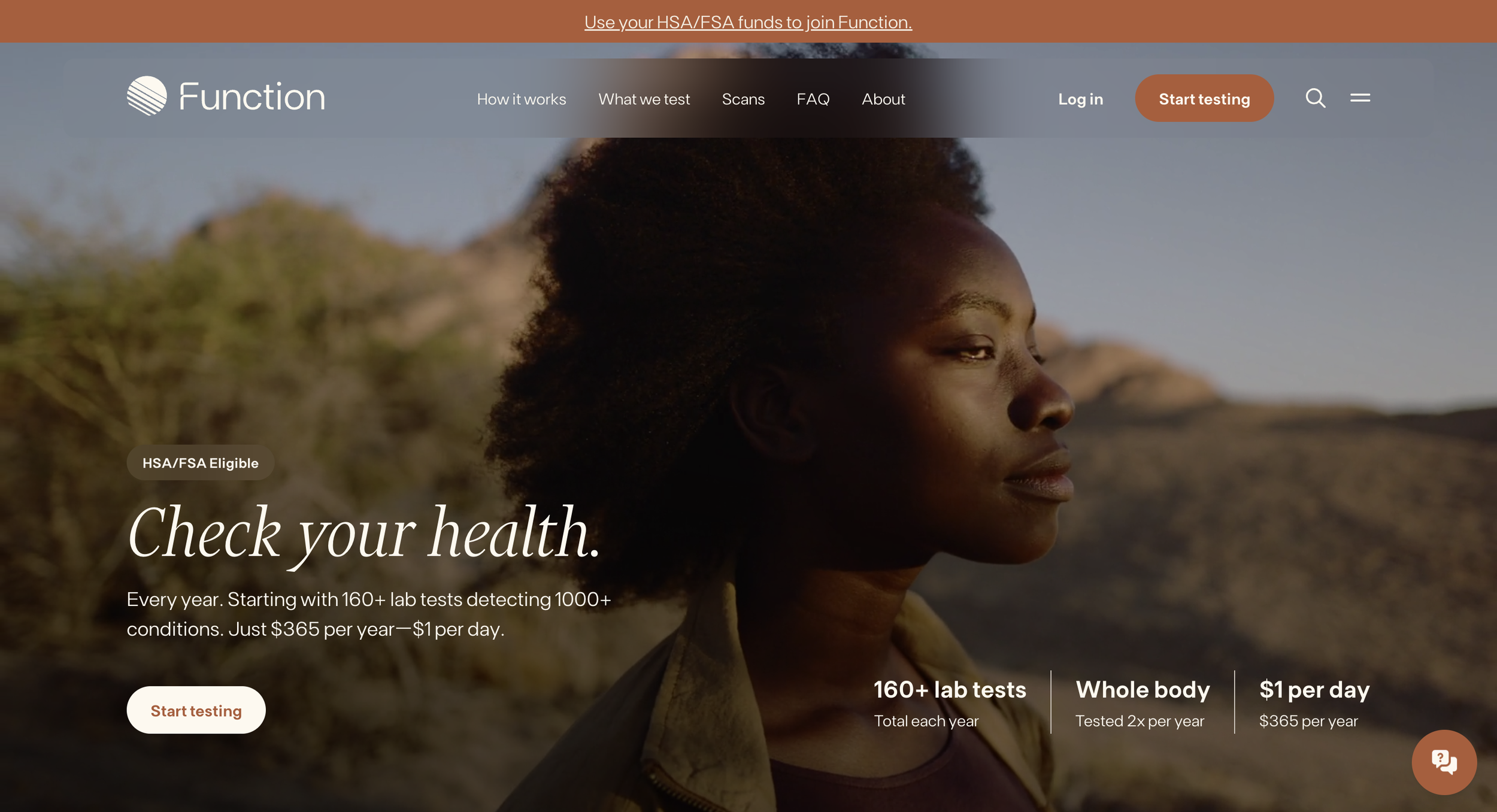 Hero section of a fertility clinic website, Function