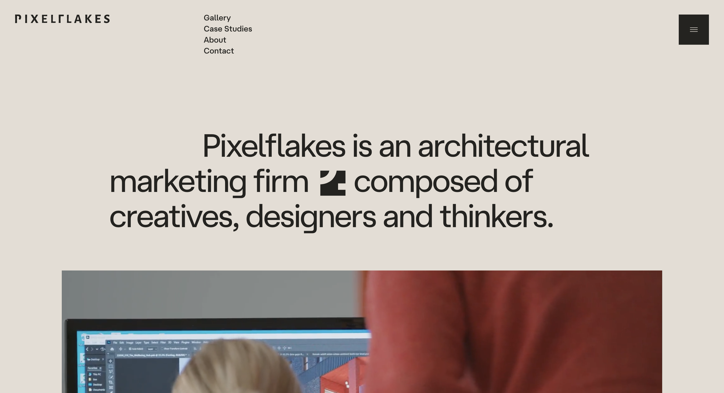 Pixelflakes website hero section image from top 10 modern websites