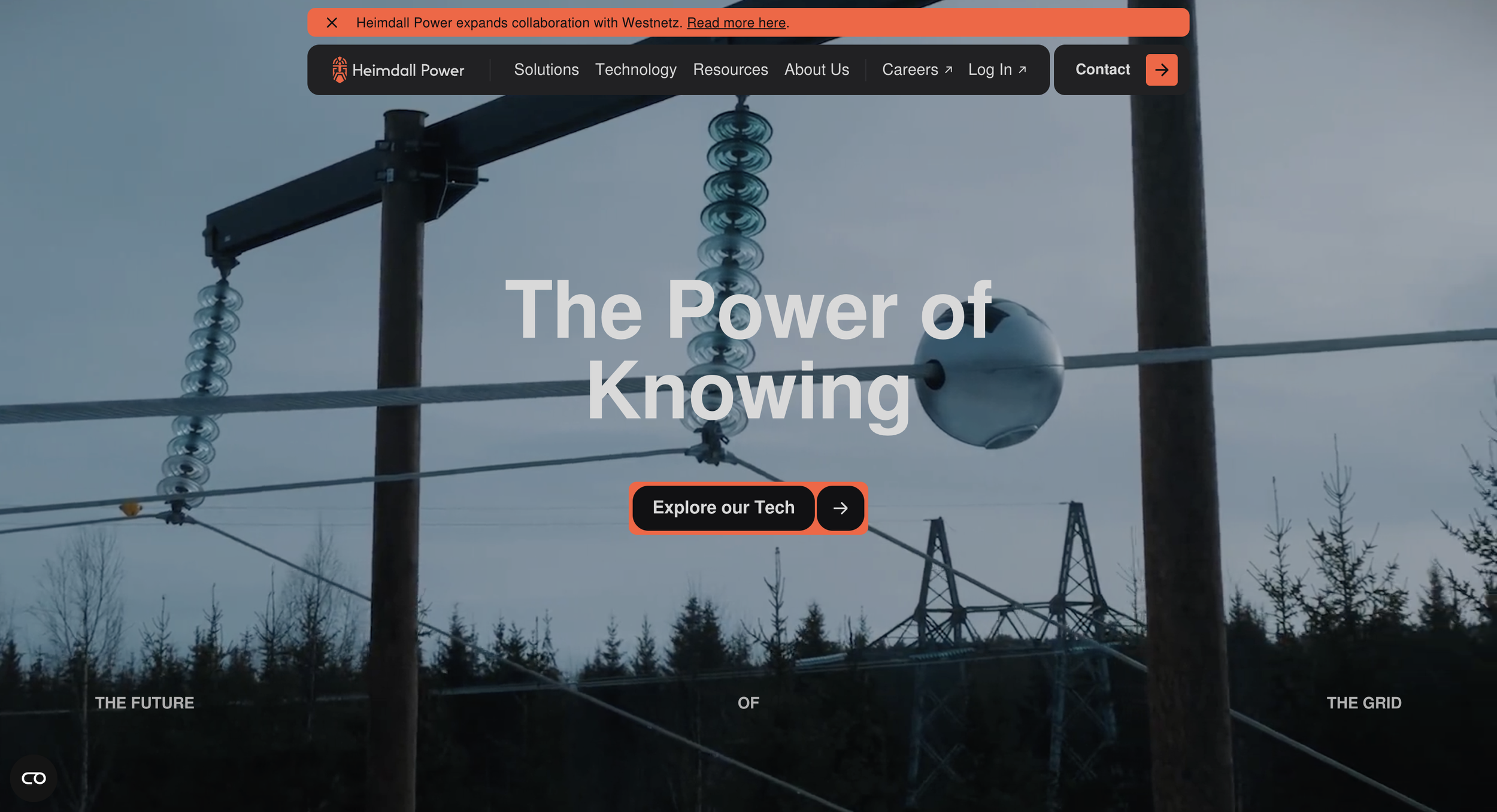Website Heimdall Power hero section showcasing How premium brands use white space to convert