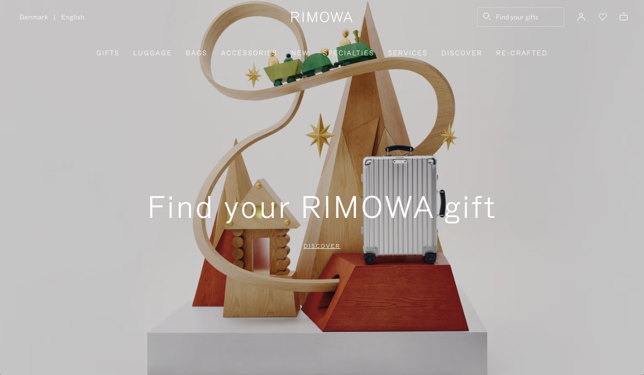 Rimowa website hero section image from top 10 minimalist luxury websites