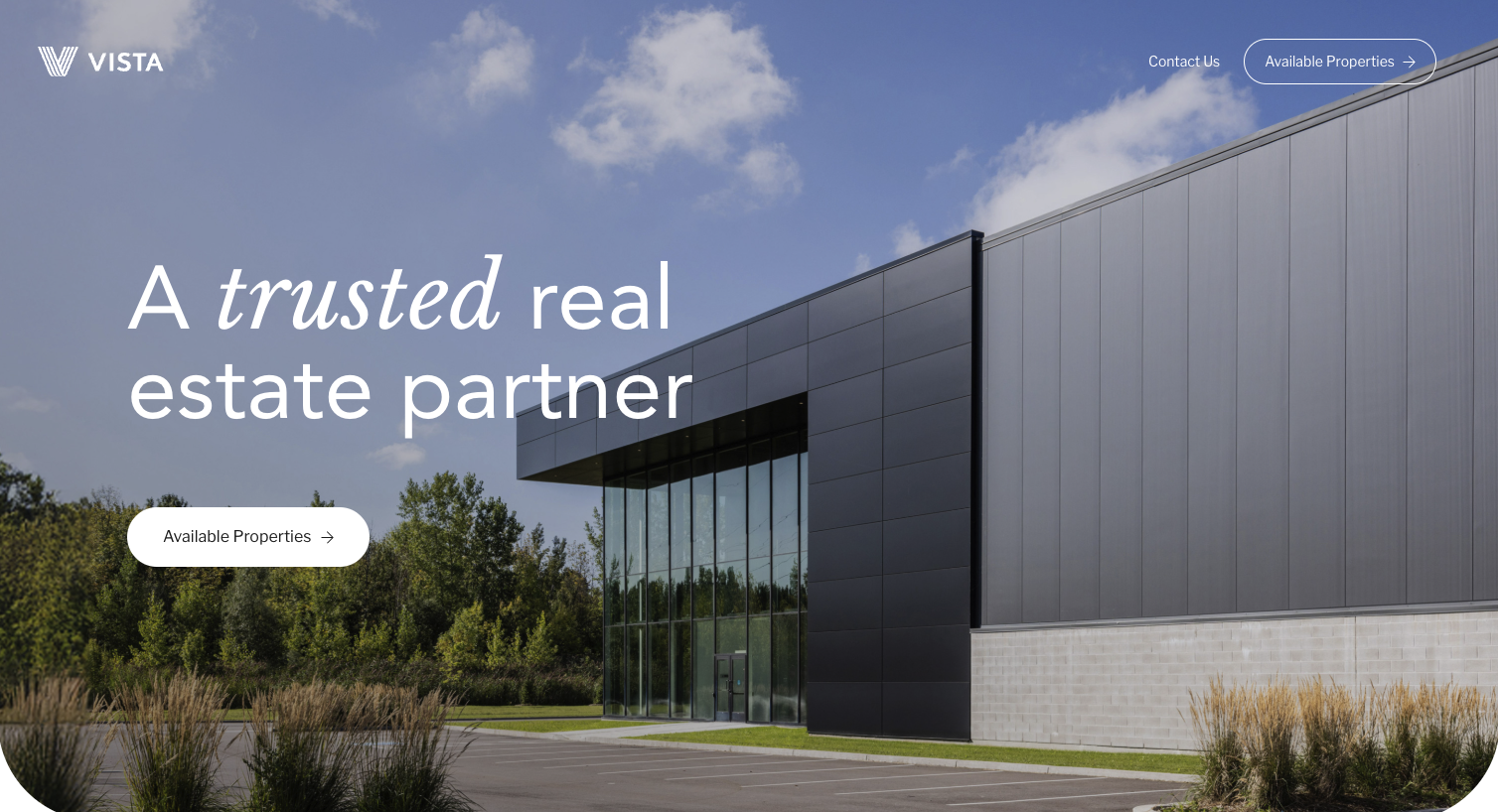 Vista Properties website hero image for article "The visual language of premium real estate websites"