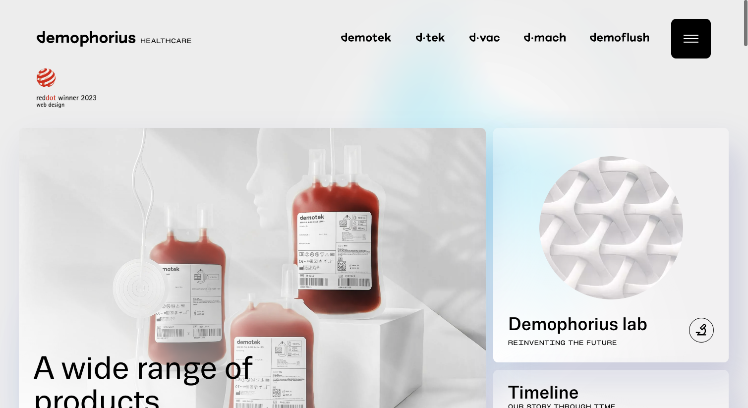 Hero section of a private hospital website, Demophorius