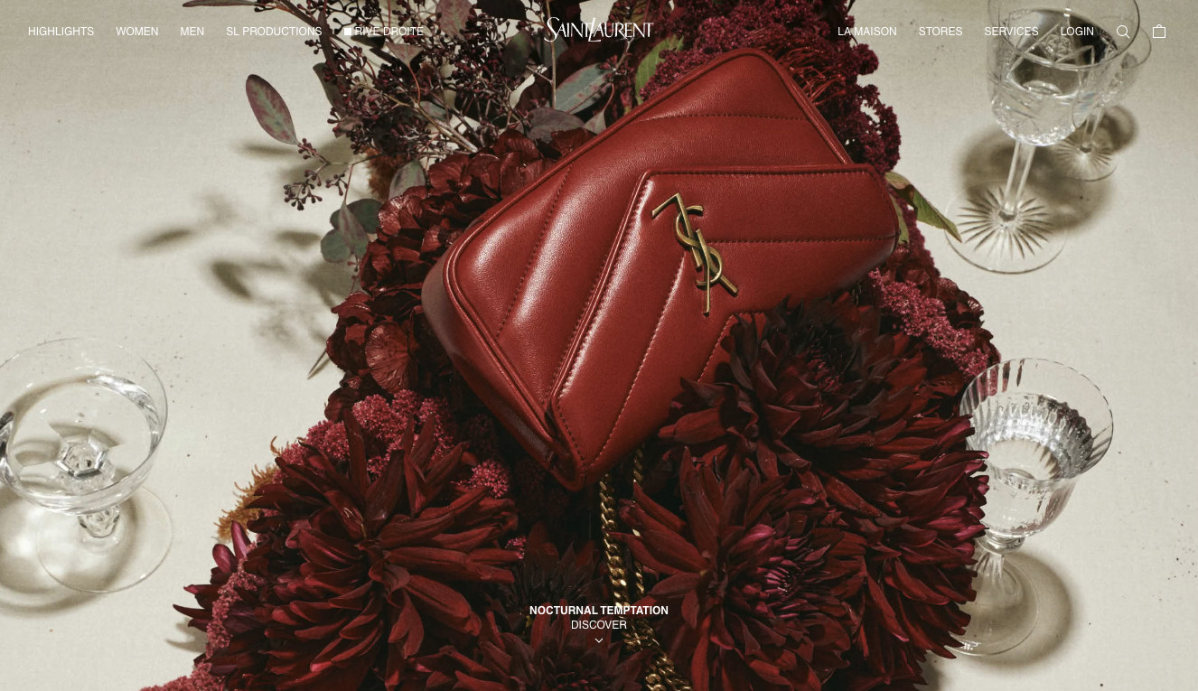 Saint Laurent website hero section image from top 10 minimalist luxury websites