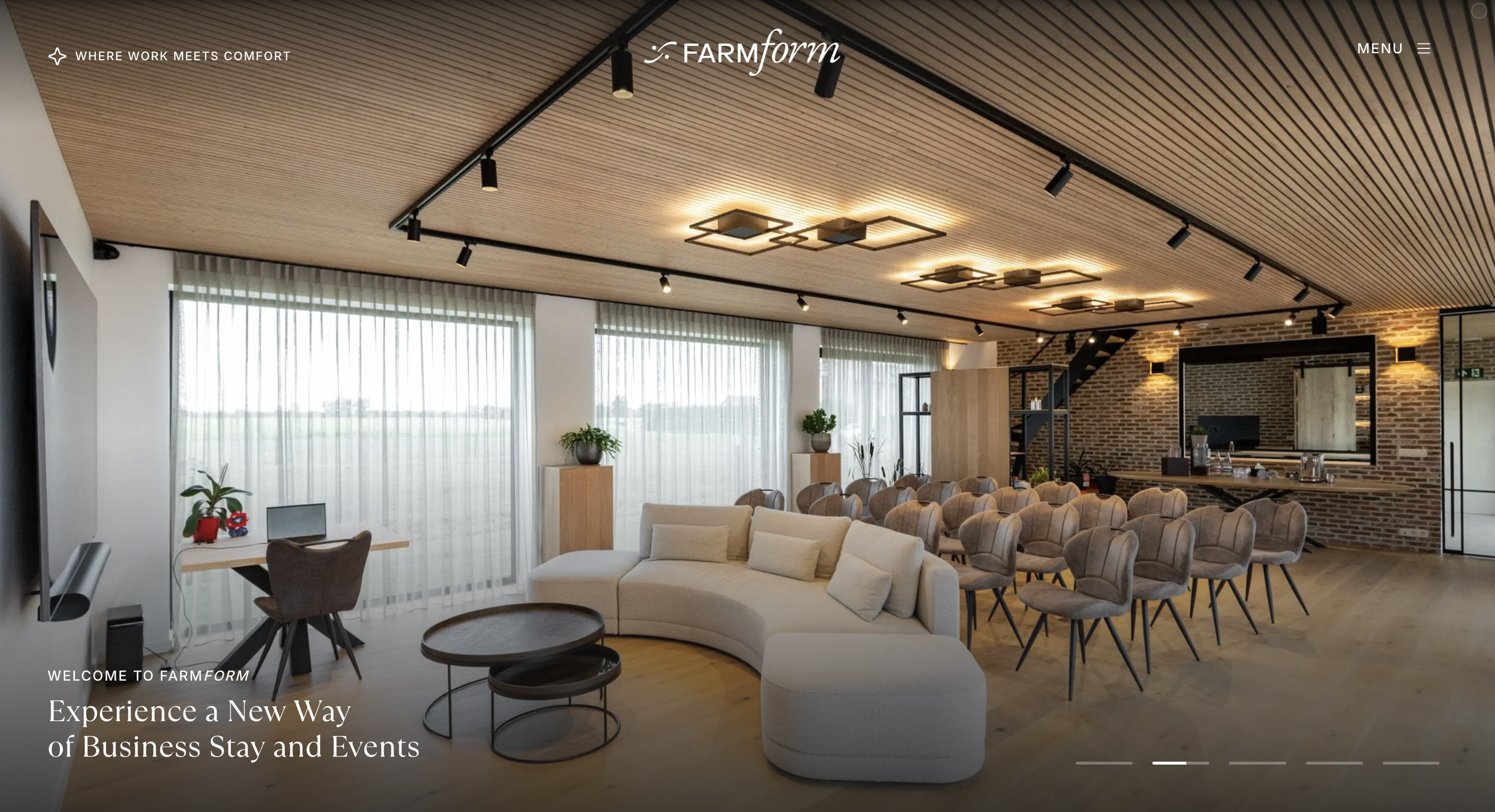 Hero section of an event planner website, Farmform