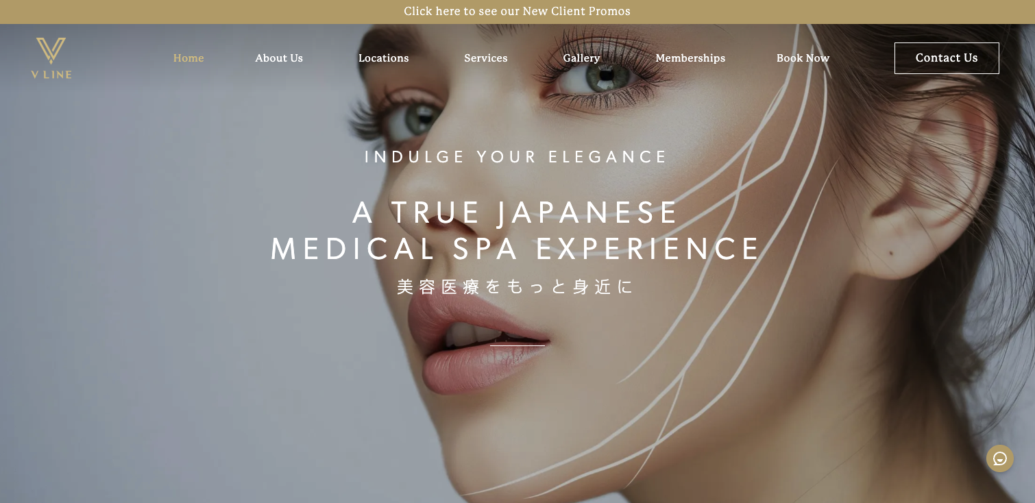 Hero section of a cosmetic clinic website, V Line