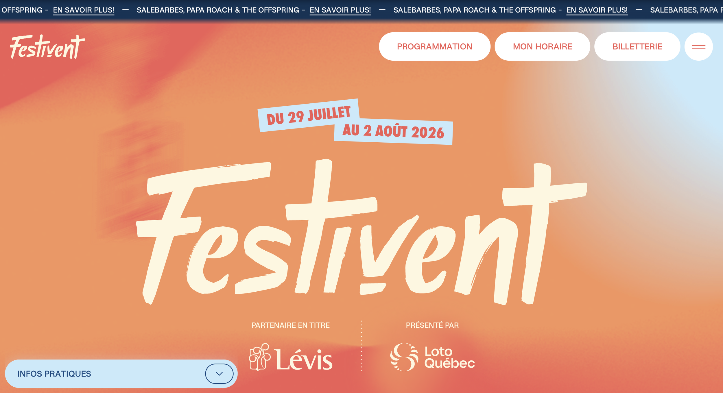 Hero section of an event planner website, Festivent