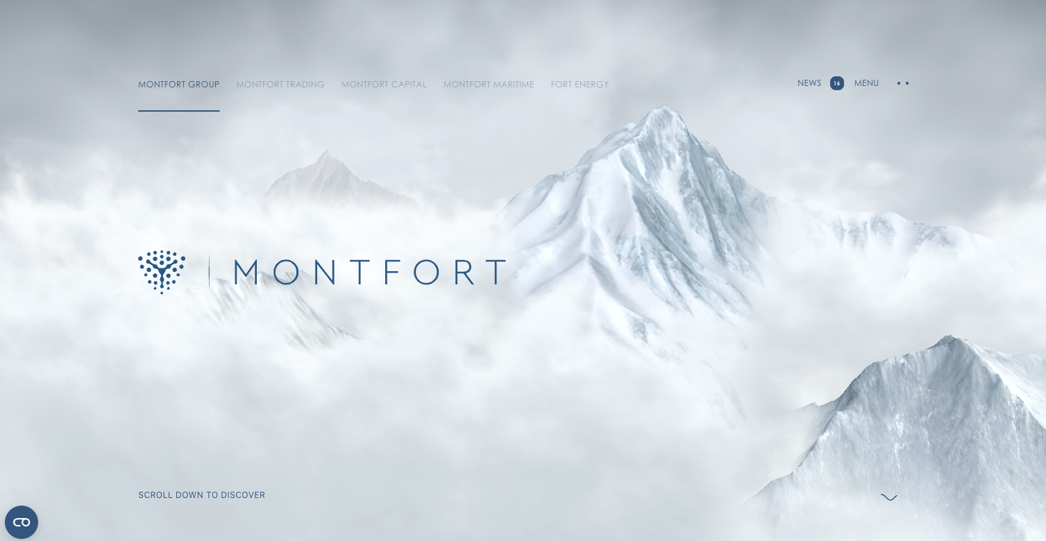Hero section of a investment firm website, Montfort Group