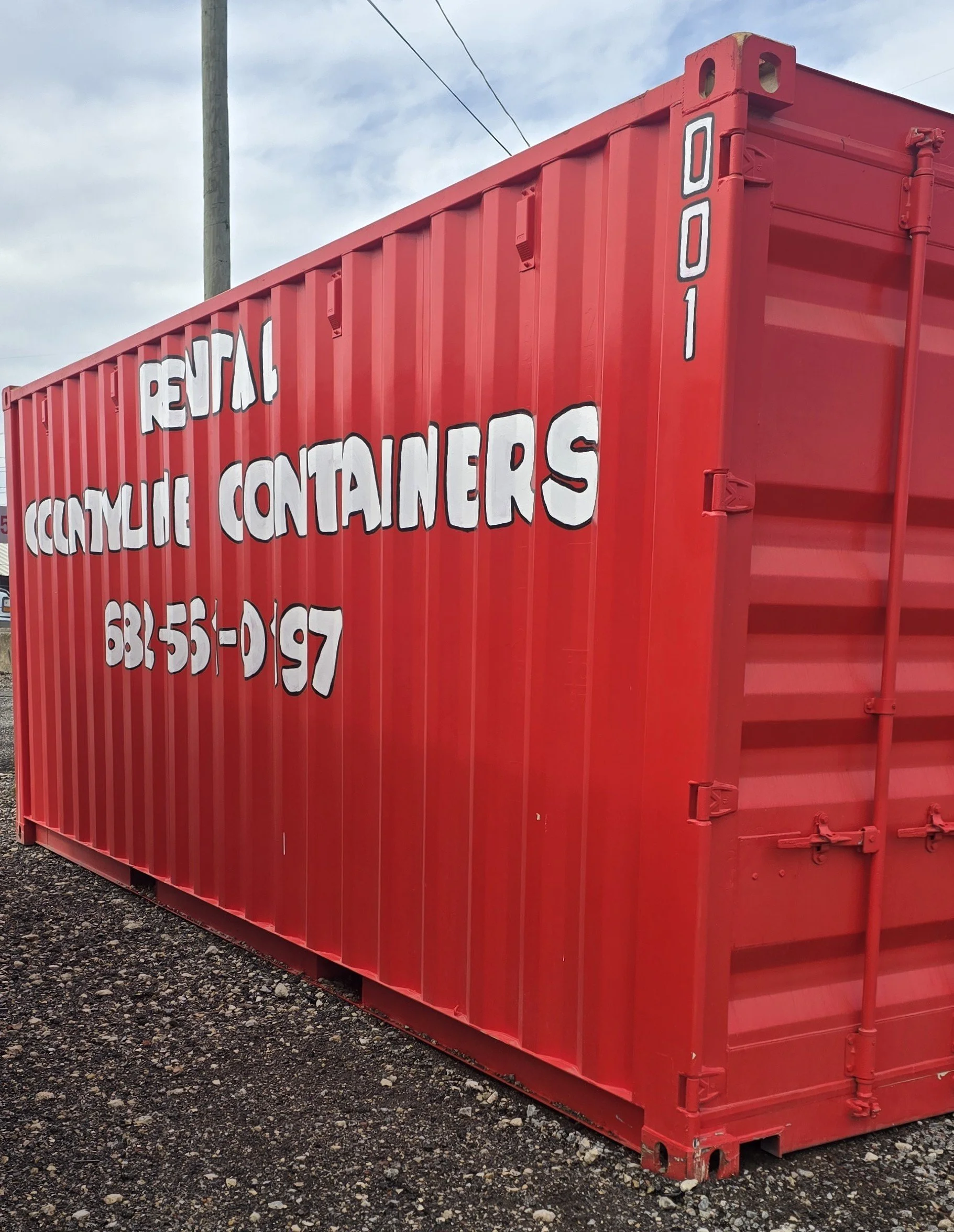 Left side view of 20 ft newer shipping container with corrugated steel panels