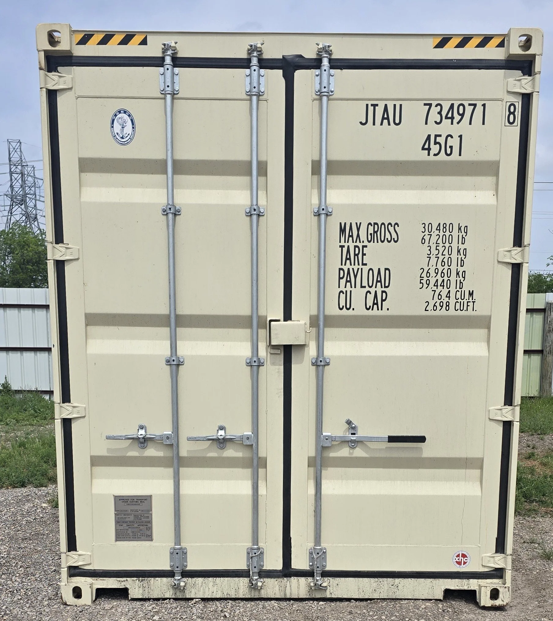 40 ft one trip shipping container front view with closed easy open double doors