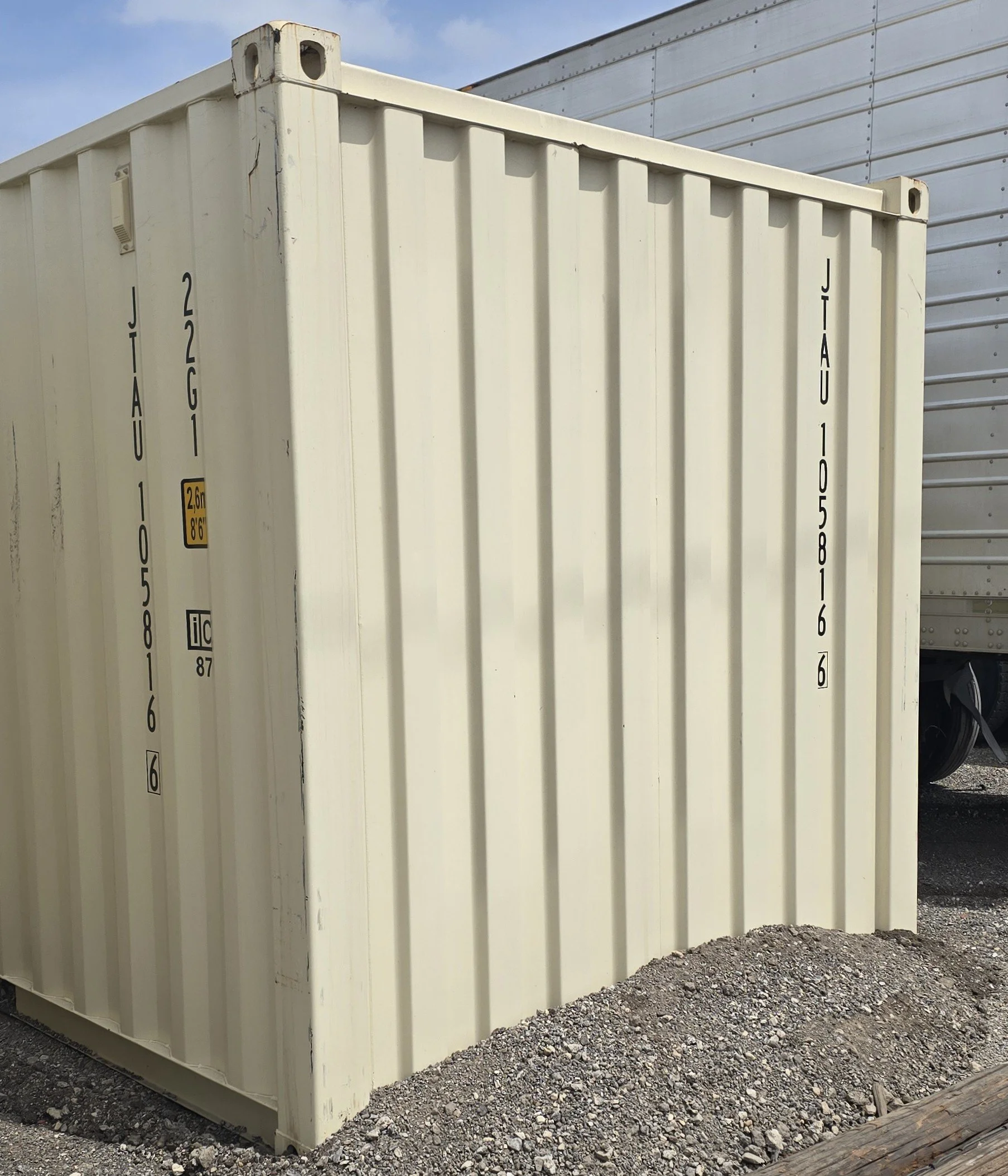 back view of 20ft shipping container solid steel wall exterior