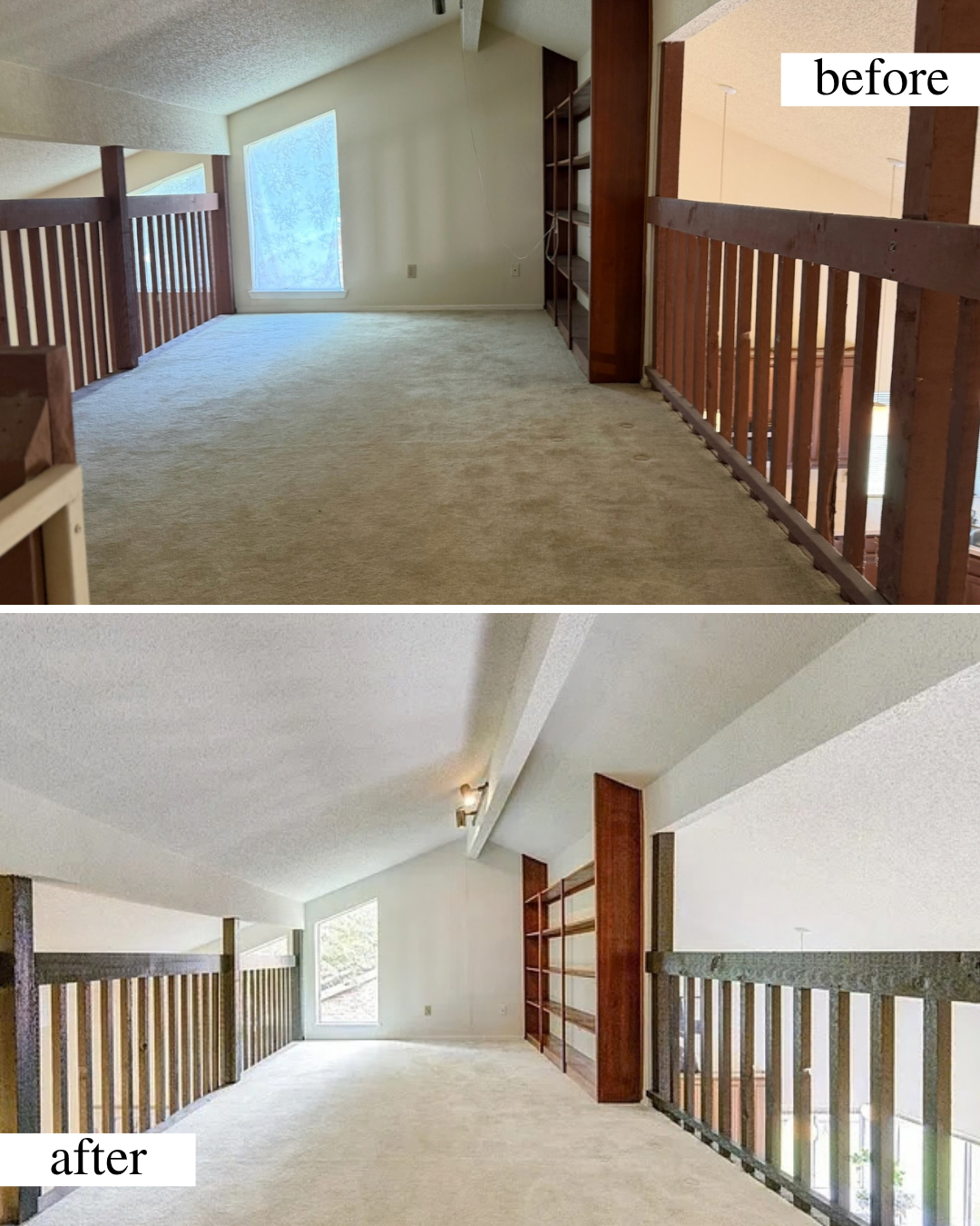 Flex Room Before & After - pre-listing renovation project includes interior painting, carpet replacement, deep cleaning and staging. 
