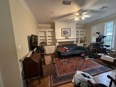 before photo of outdated living room in Houston prior to pay-at-close listing preparation by MarketReady Houston