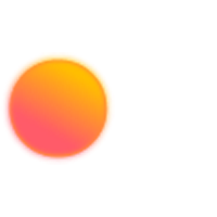 Gradient sun with a yellow upper half fading into orange and pink below, on a background with horizontal red and orange stripes