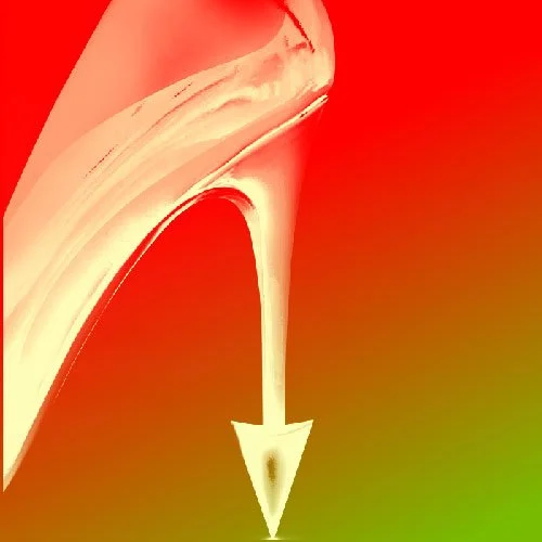 A close-up diagram of a large structure with a downward flow, against a red to green gradient background. The Devil Wears Prada