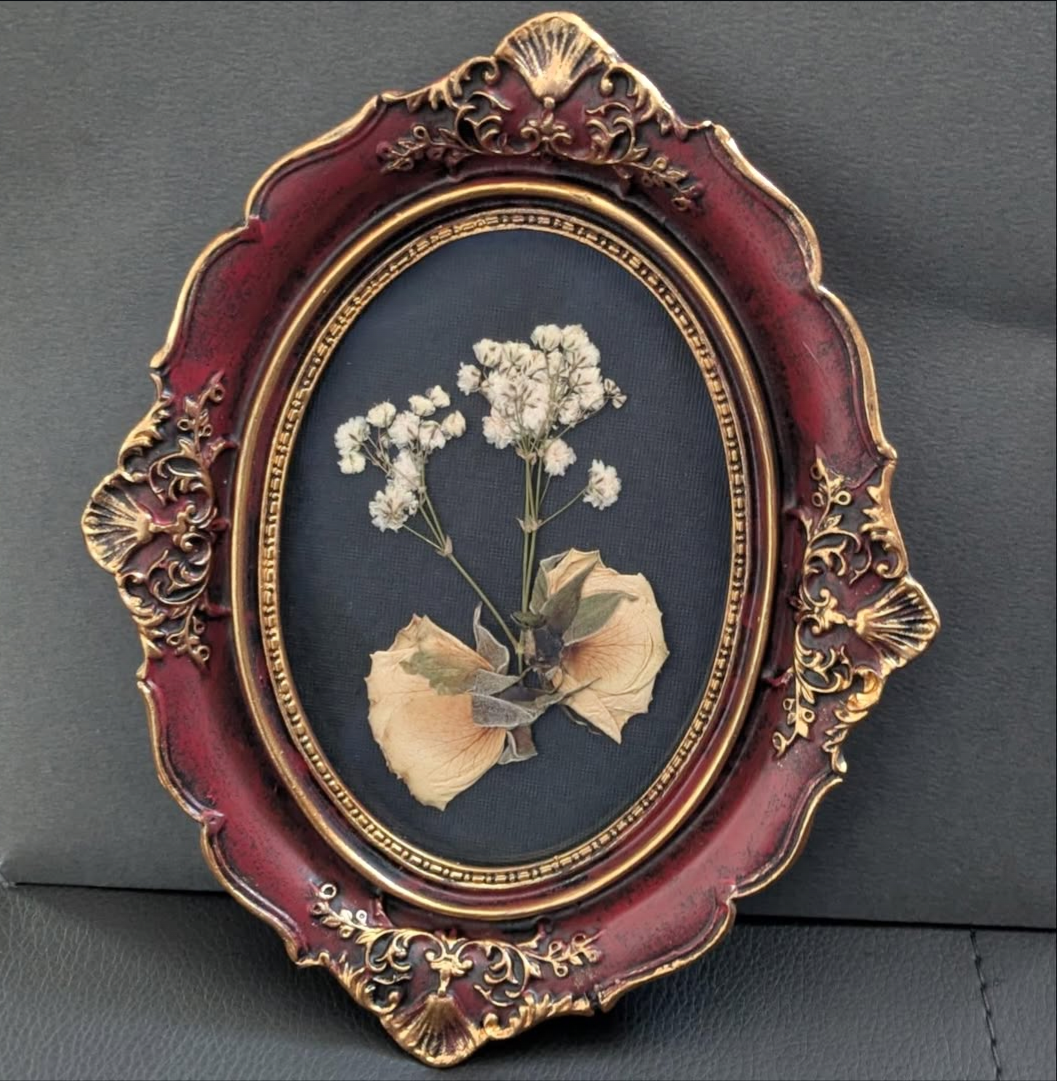 Vintage and modern pressed flower art