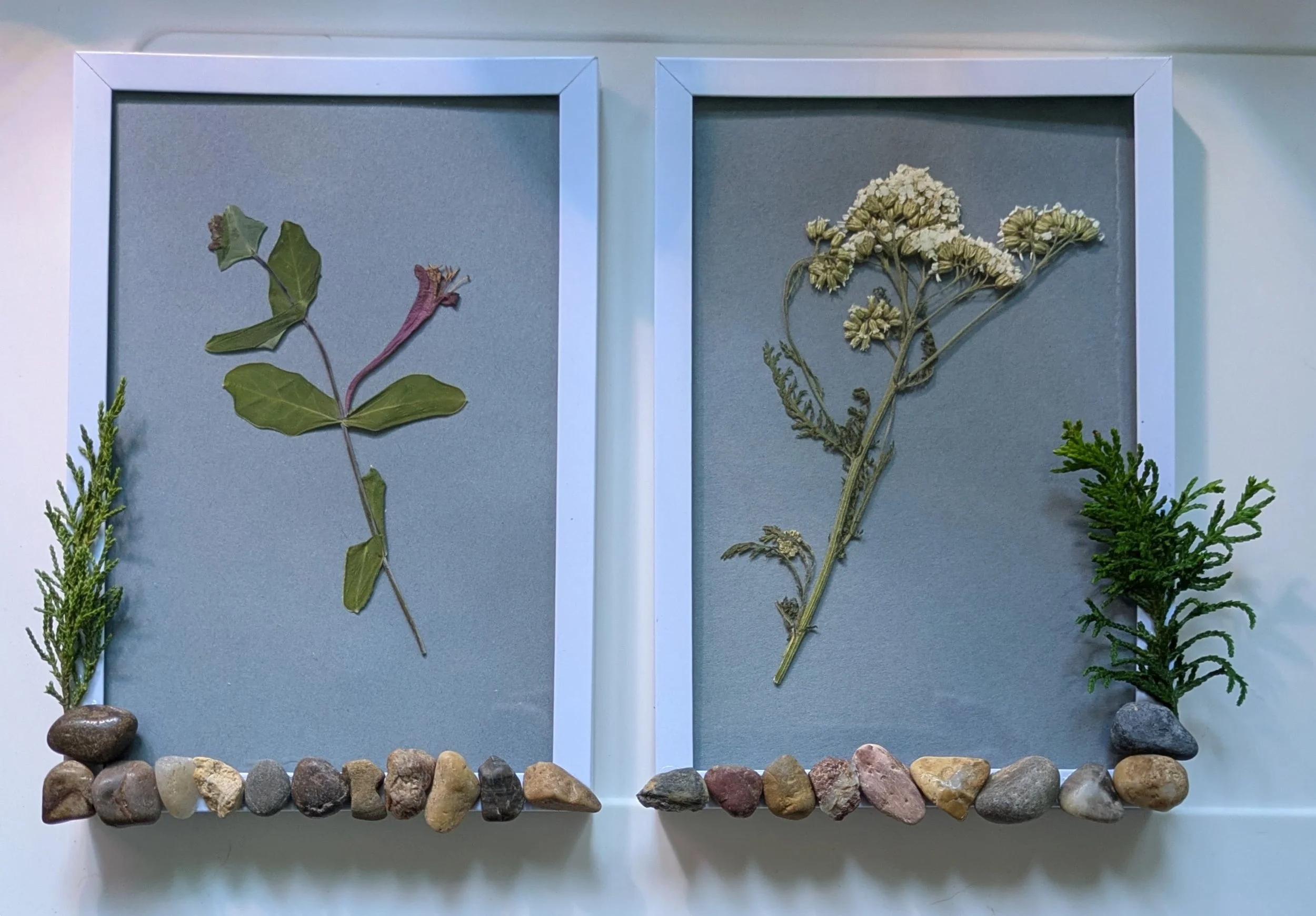 Vintage and modern pressed flower art