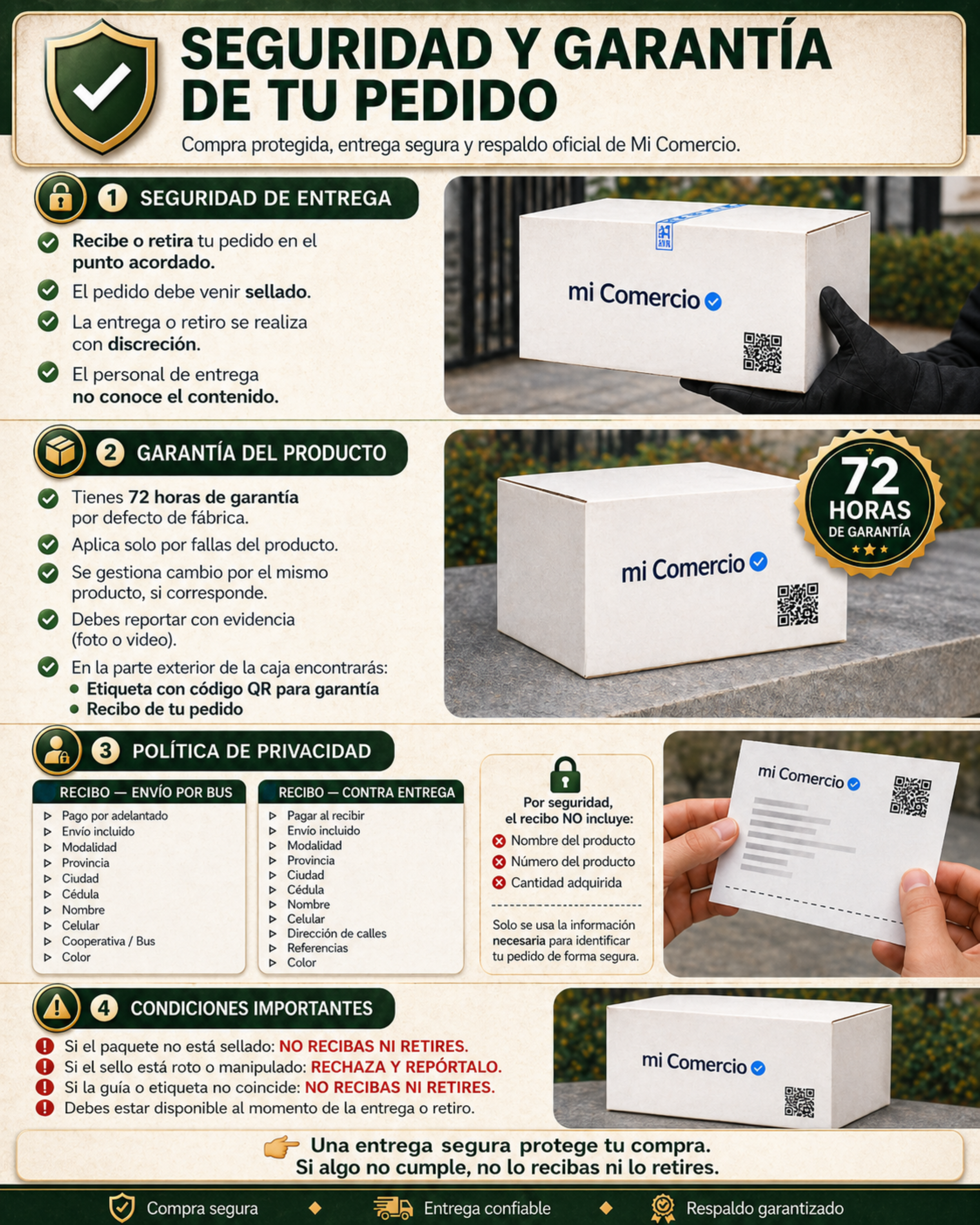 SEGURIDAD Y GARANTÍA DE TU PEDIDO