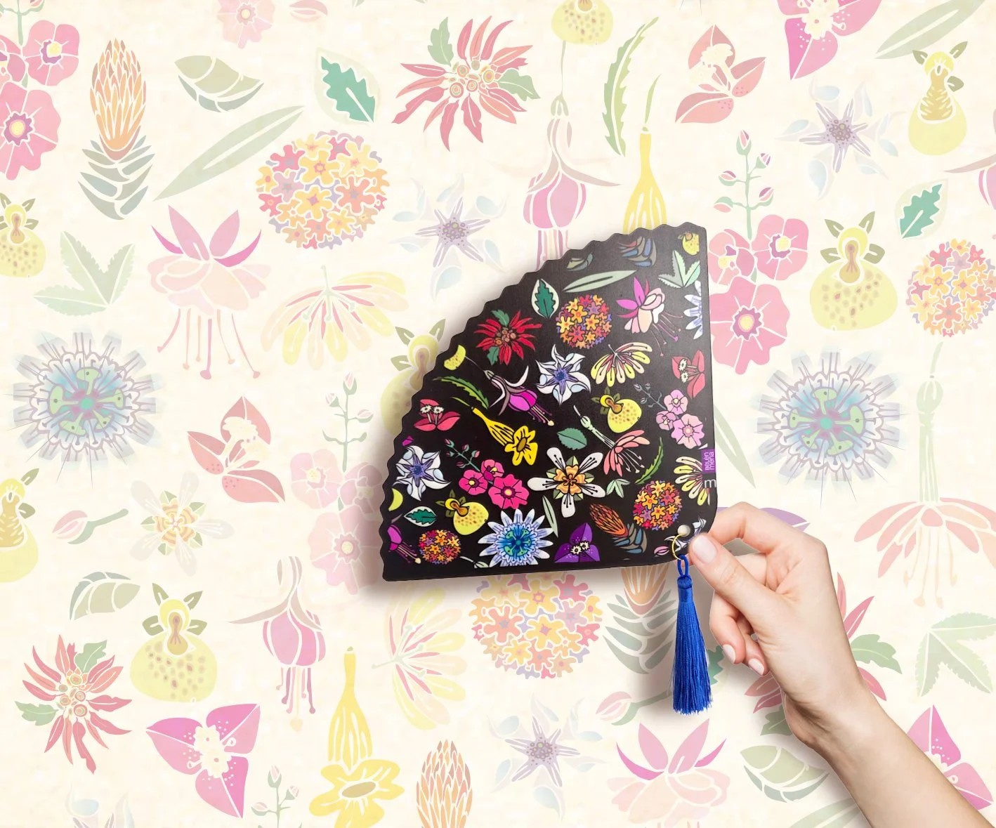 ABANICO NEGRO FLORES