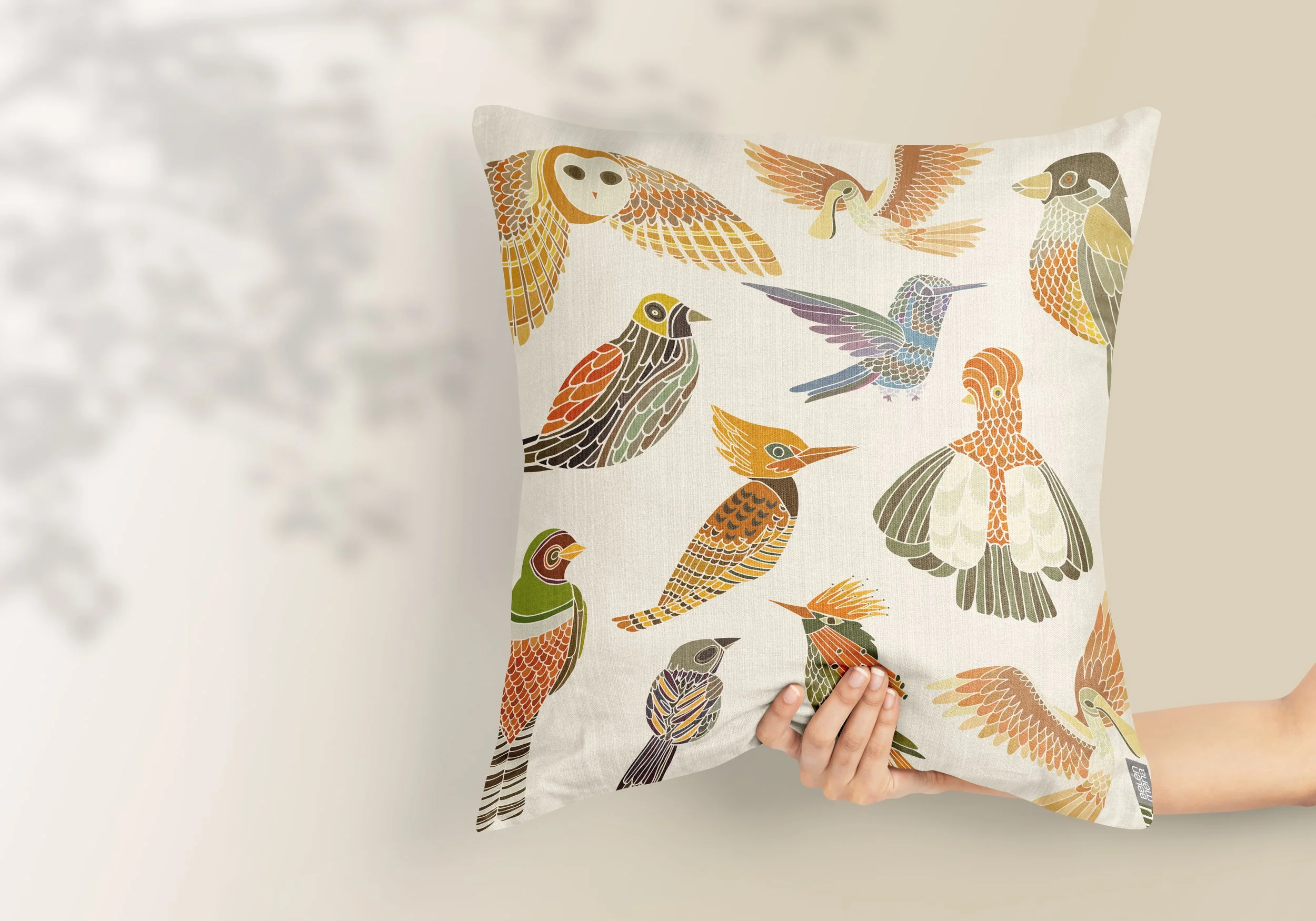 FORRO PARA COJÍN AVES