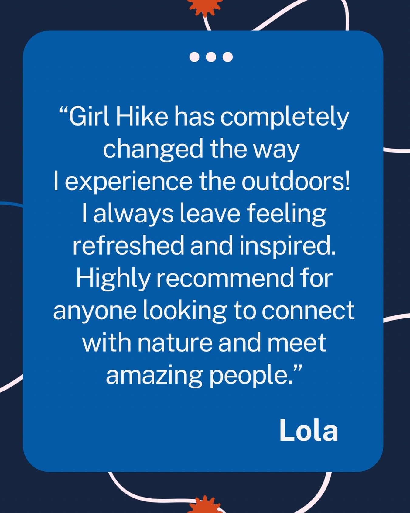 What Girl Hikers are saying&hellip;🫶💗

&ldquo;Girl Hike has completely changed the way I experience the outdoors! I always leave feeling refreshed and inspired. Highly recommend for anyone looking to connect with nature and meet amazing people.&rdq