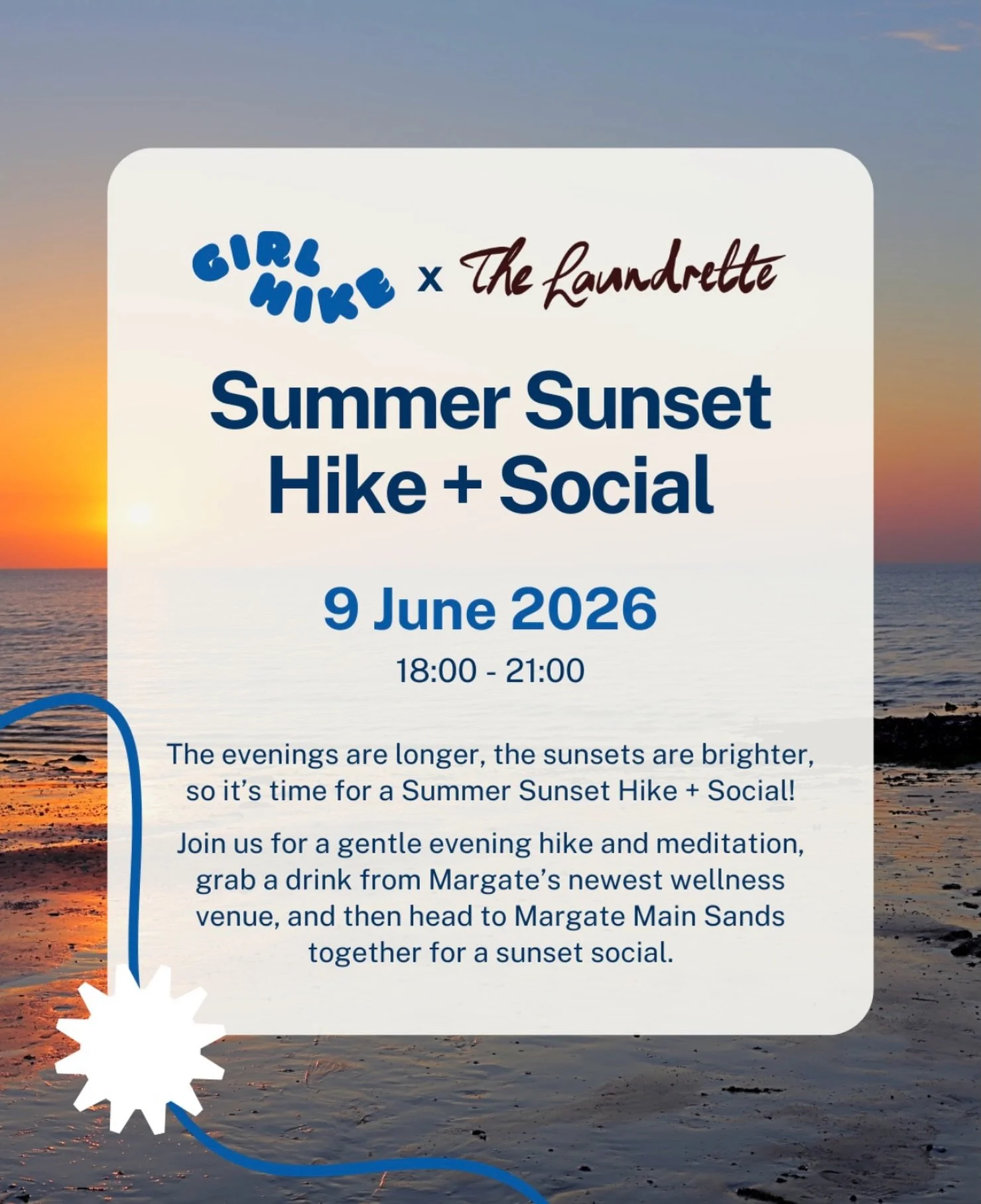 🌅The evenings are longer, the sunsets are brighter, so it&rsquo;s time for a Girl Hike x The Laundrette Summer Sunset Hike + Social!🌅

📍Meet us at Margate&rsquo;s newest wellness venue The Laundrette @thelaundrettemargate on Tuesday 9 June for an 